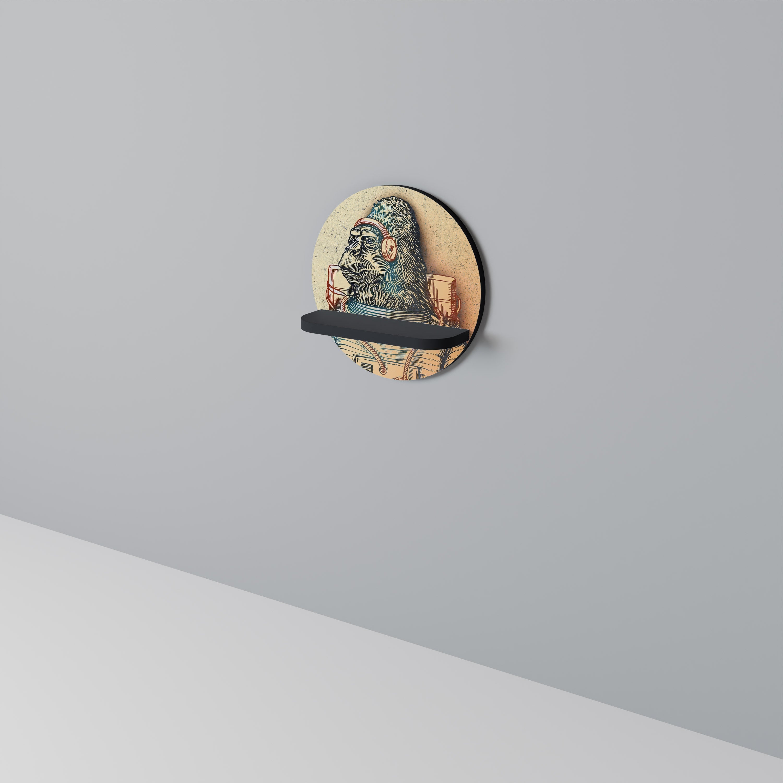 Étagère d'art ronde GORILLA GROOVE en finition noire