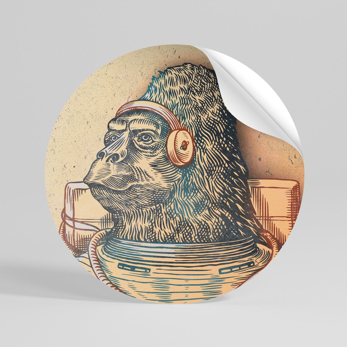 GORILLA GROOVE Peel and Stick Round Sticker