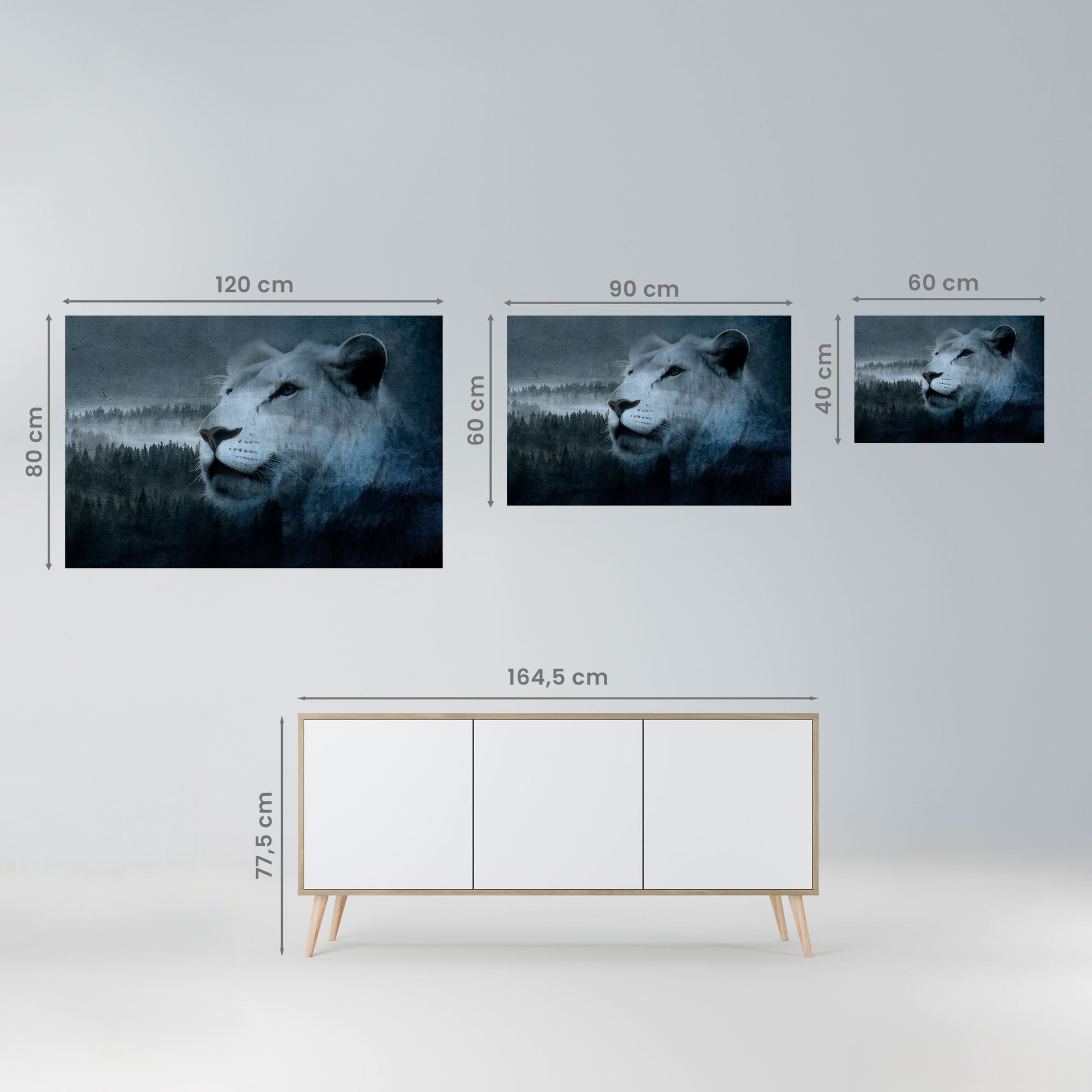 Affiche horizontale autocollante L'HARMONIE DU LION EN BLEU
