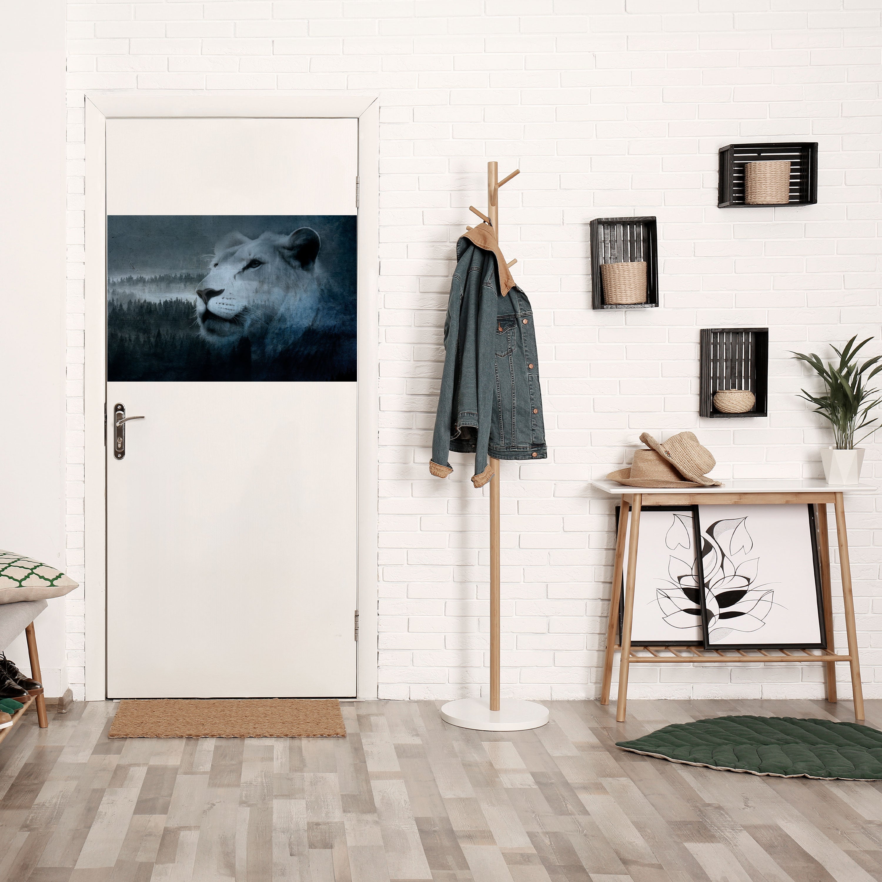 Affiche horizontale autocollante L'HARMONIE DU LION EN BLEU