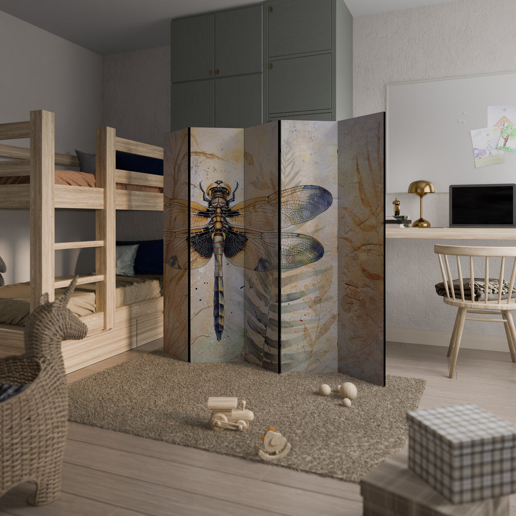 Paravent décoratif à 5 panneaux SON ALTESSE LIBELLULE