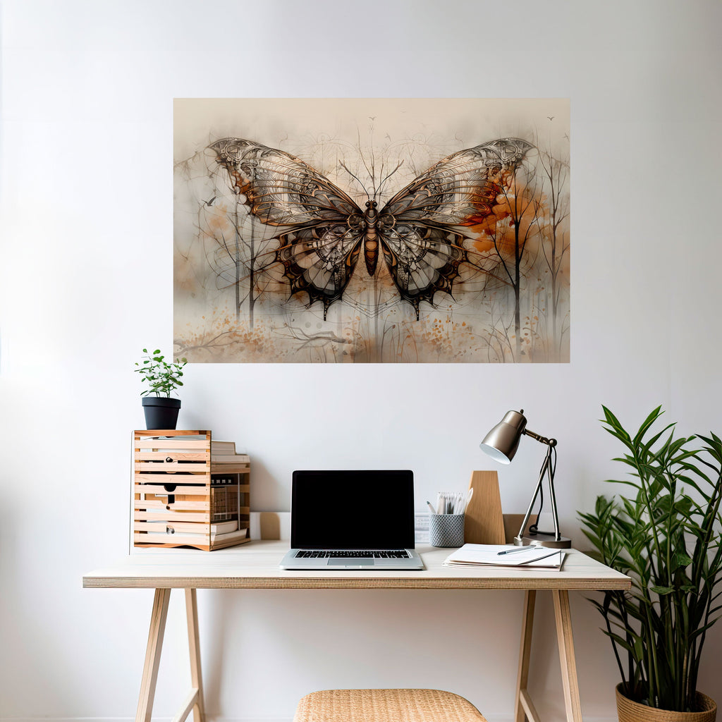 La beauté mécanique dévoilée : affiche horizontale autocollante