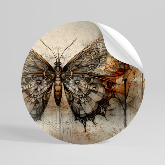 MECHANICAL BEAUTY UNVEILED Peel and Stick Round Sticker