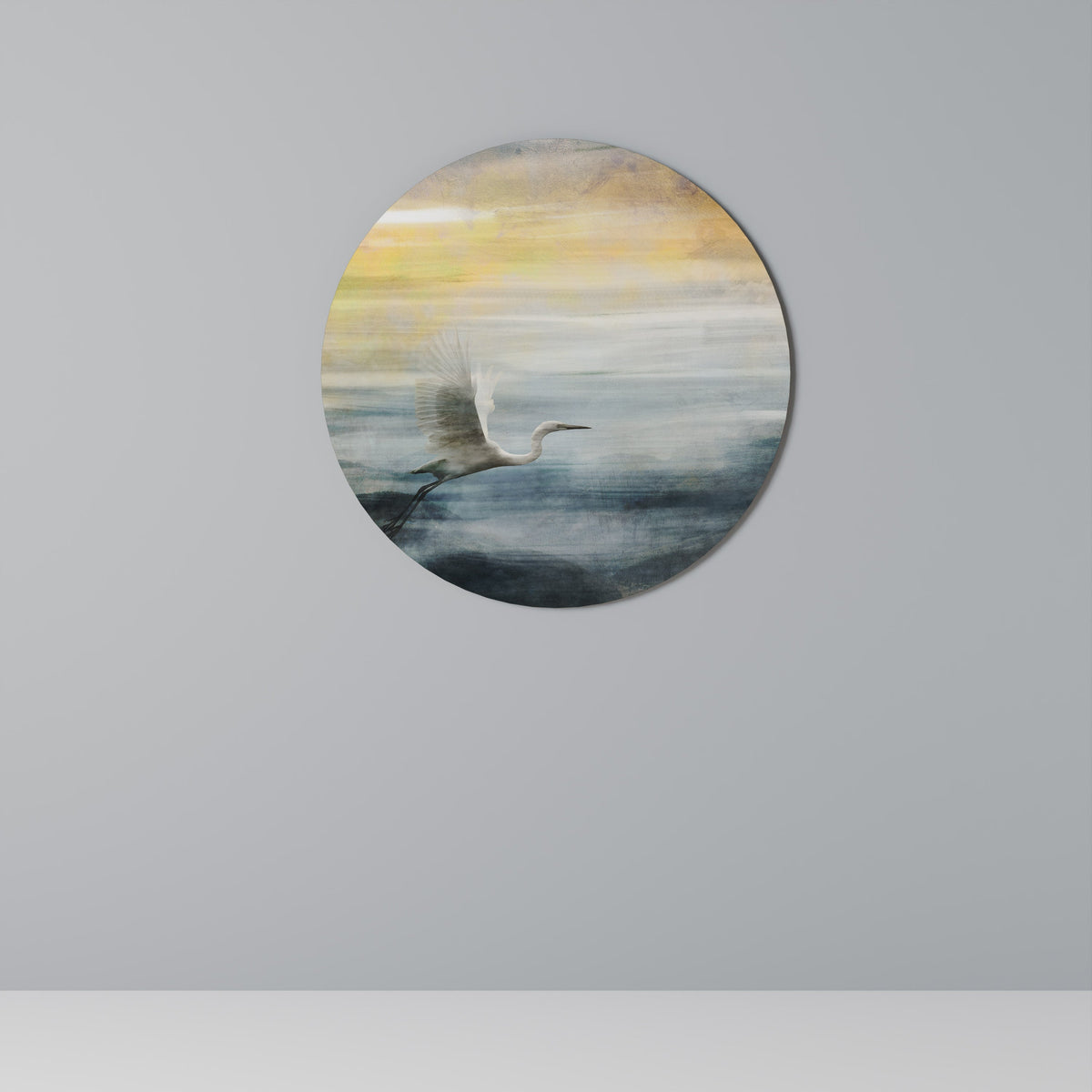 HÉRON EN VOL Art mural rond