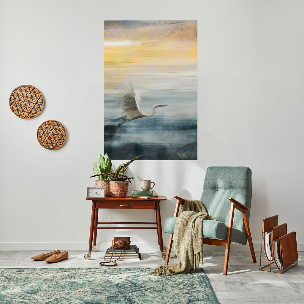 Affiche verticale autocollante « Héron en vol »