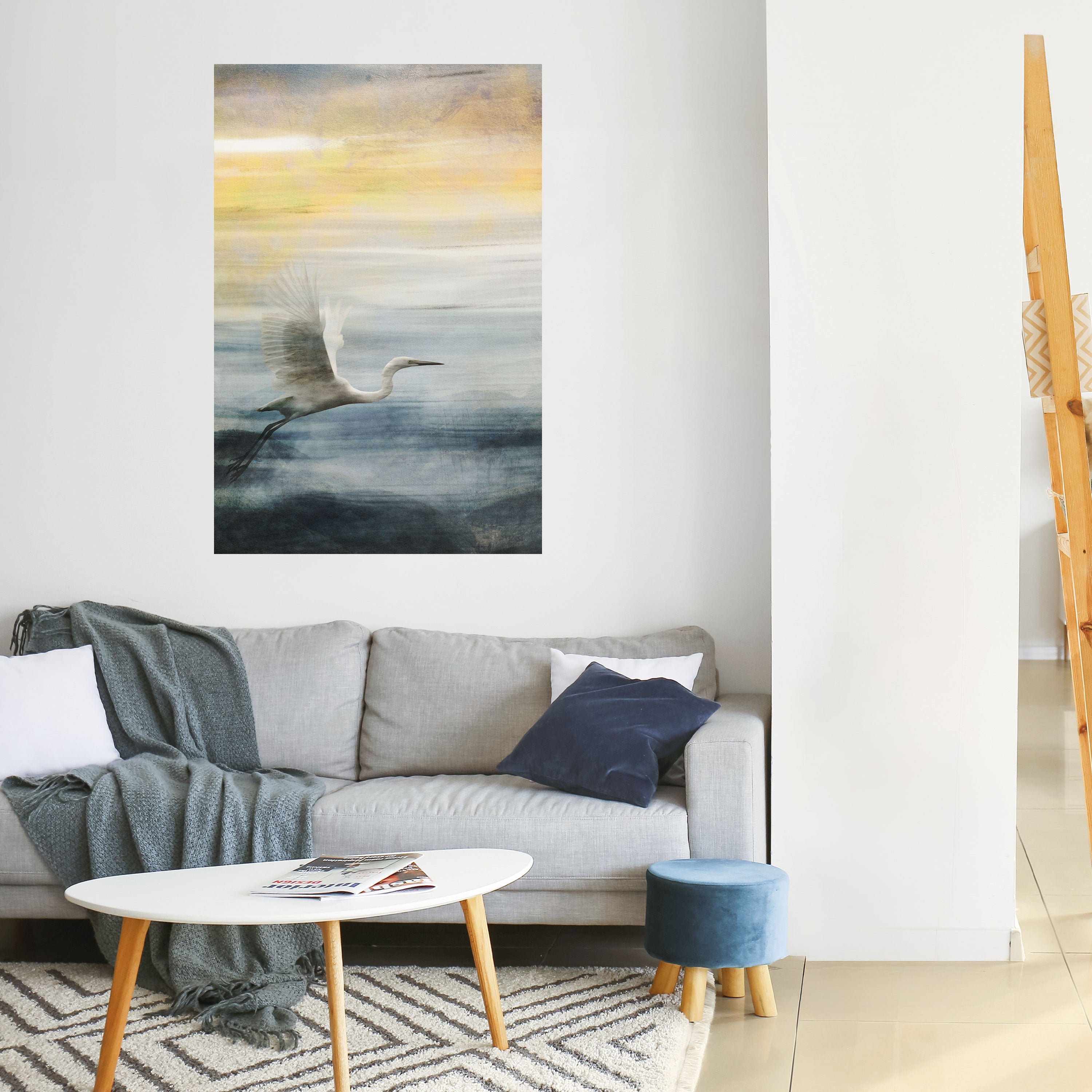 Affiche verticale autocollante « Héron en vol »