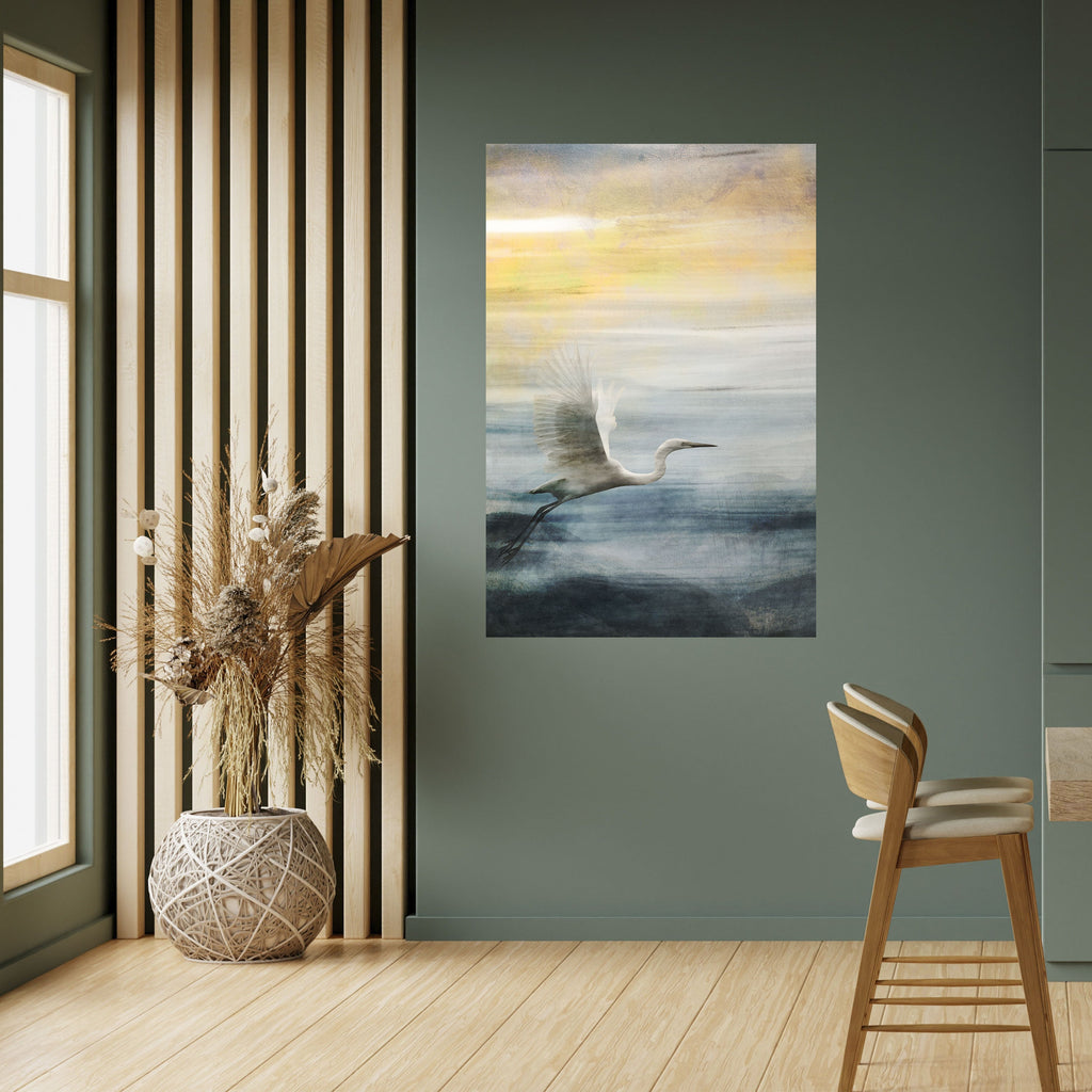 Affiche verticale autocollante « Héron en vol »