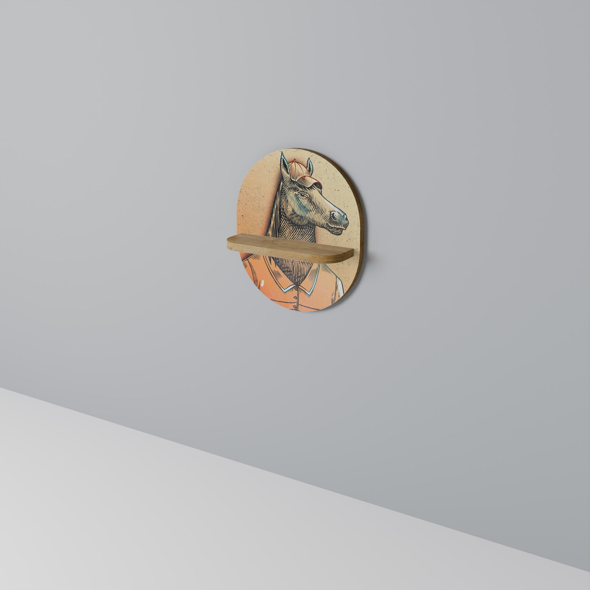 EQUINE SWAGGER Oval Art Shelf In Oak Effect