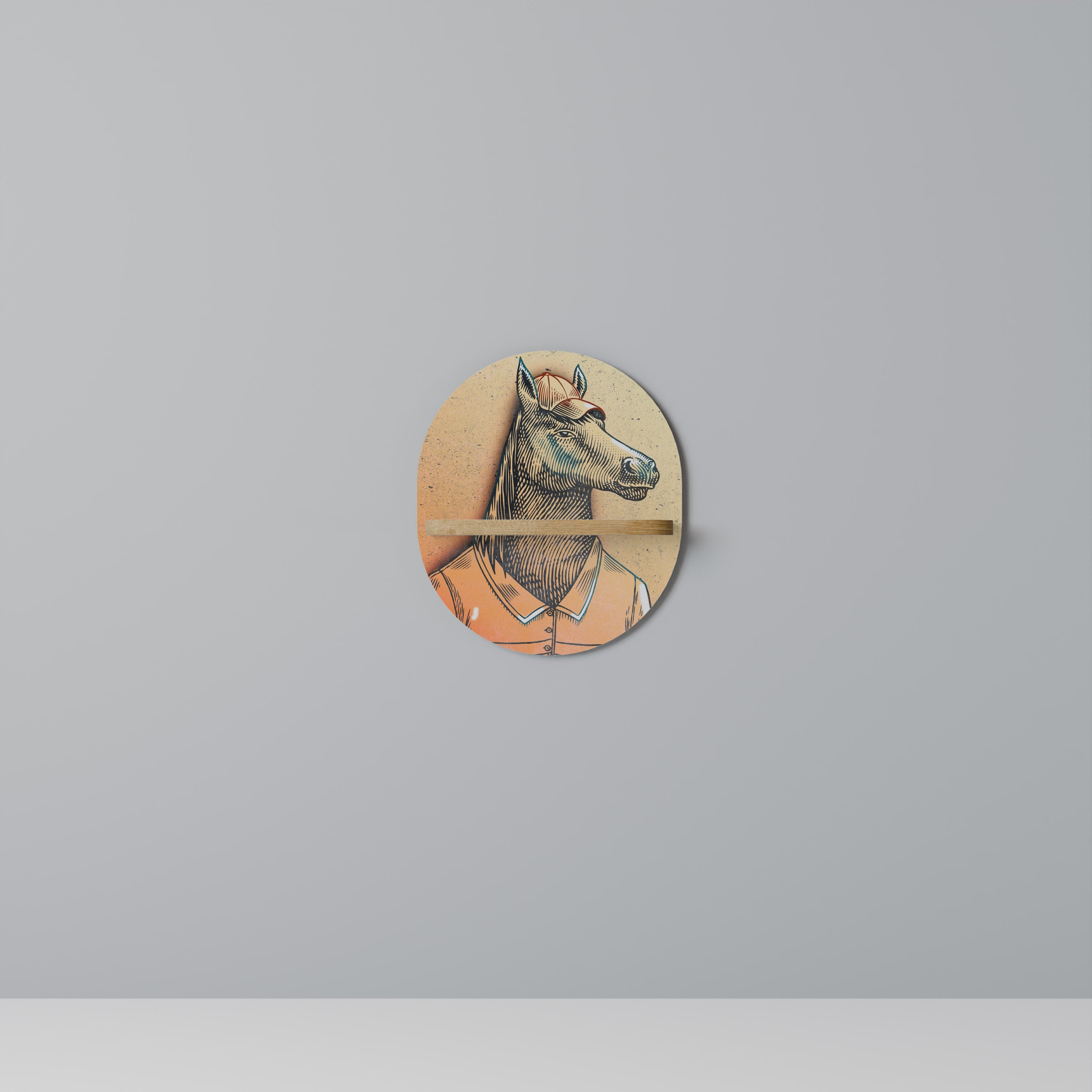 Étagère d'art ovale EQUINE SWAGGER effet chêne