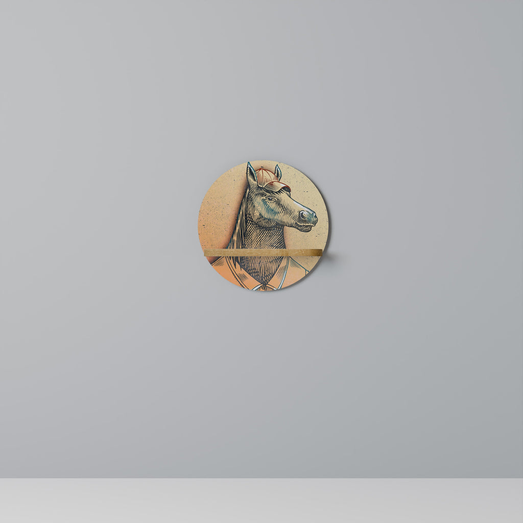 Étagère d'art ronde EQUINE SWAGGER effet chêne