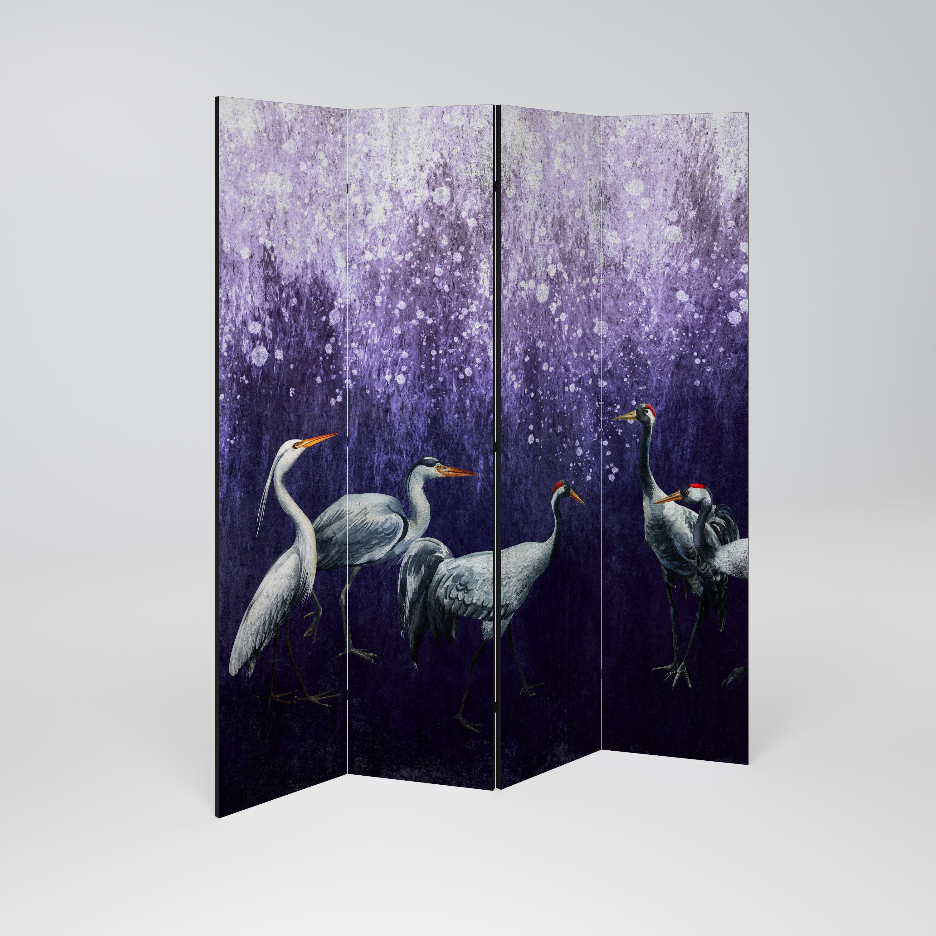 MYSTICAL CRANE GATHERING 4-Panel Room Divider
