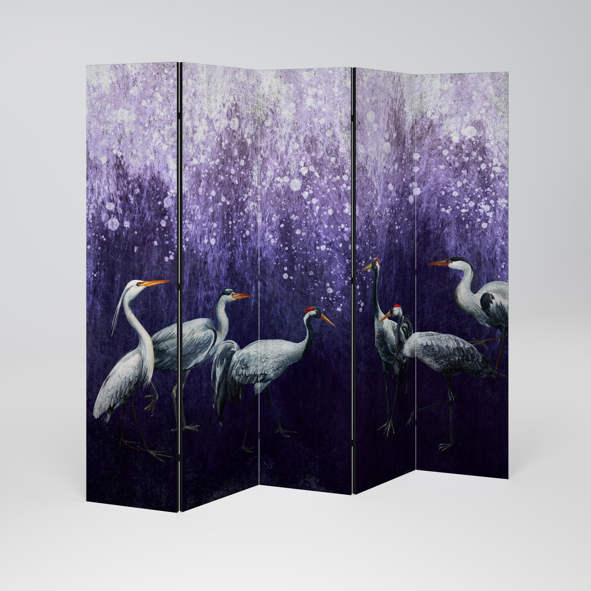 Séparateur de pièce décoratif à 5 panneaux MYSTICAL CRANE GATHERING