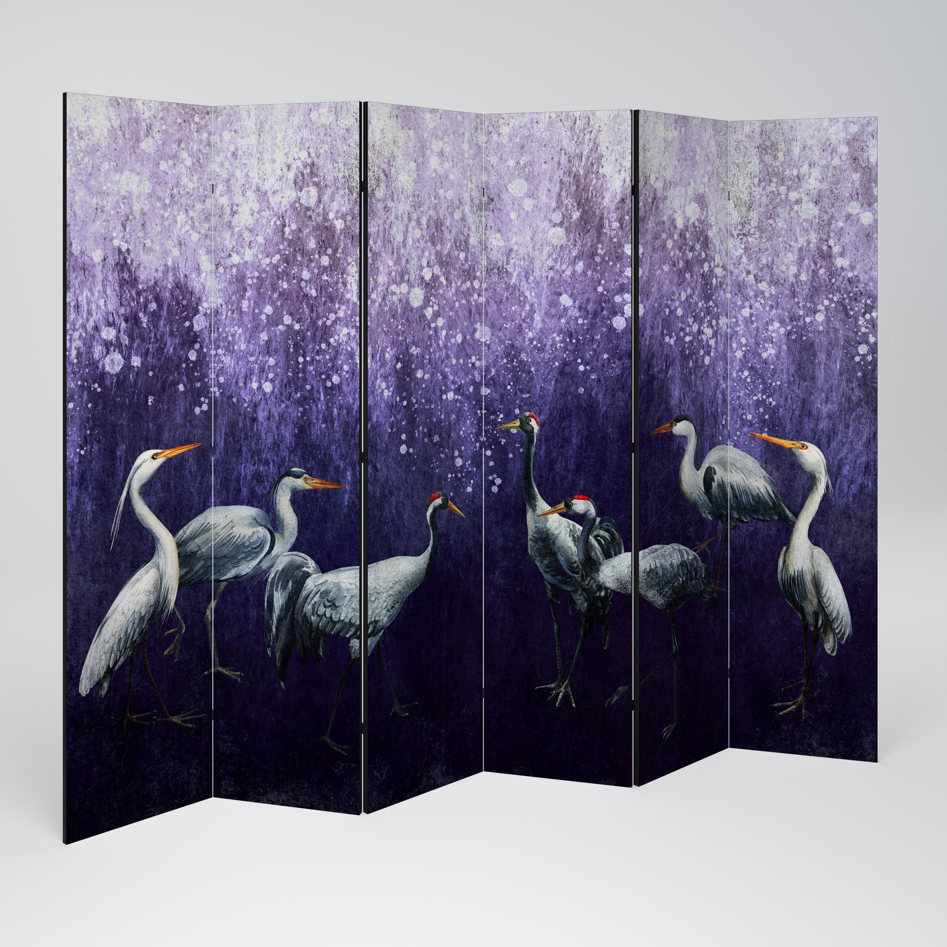 Séparateur de pièce décoratif à 6 panneaux MYSTICAL CRANE GATHERING
