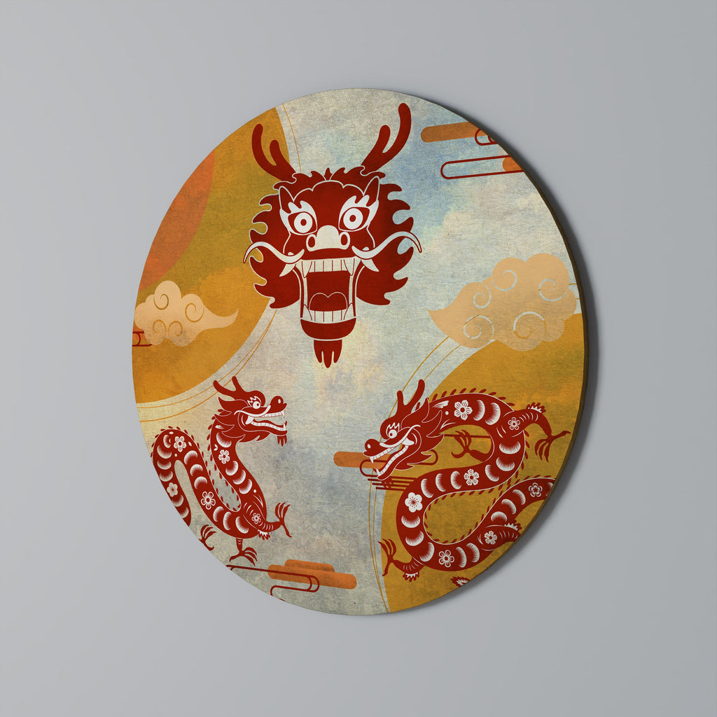 Décoration murale ronde DRAGON MYSTIQUE