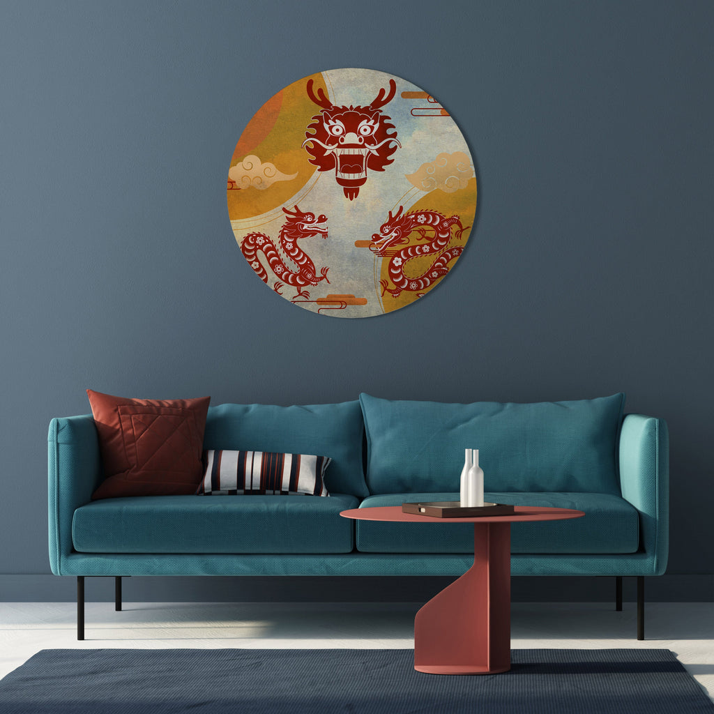 Décoration murale ronde DRAGON MYSTIQUE