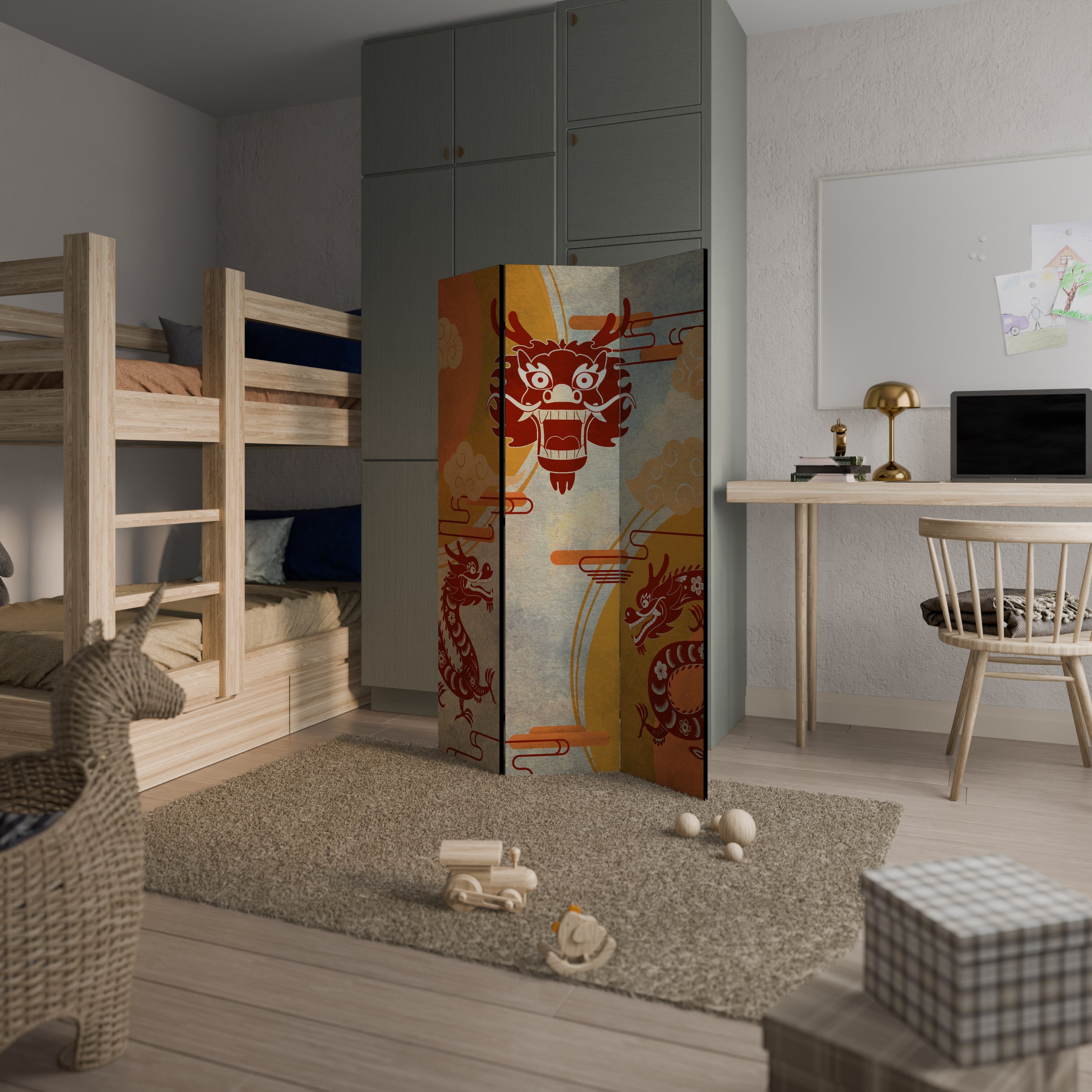 MYSTICAL DRAGON 3-Panel Room Divider