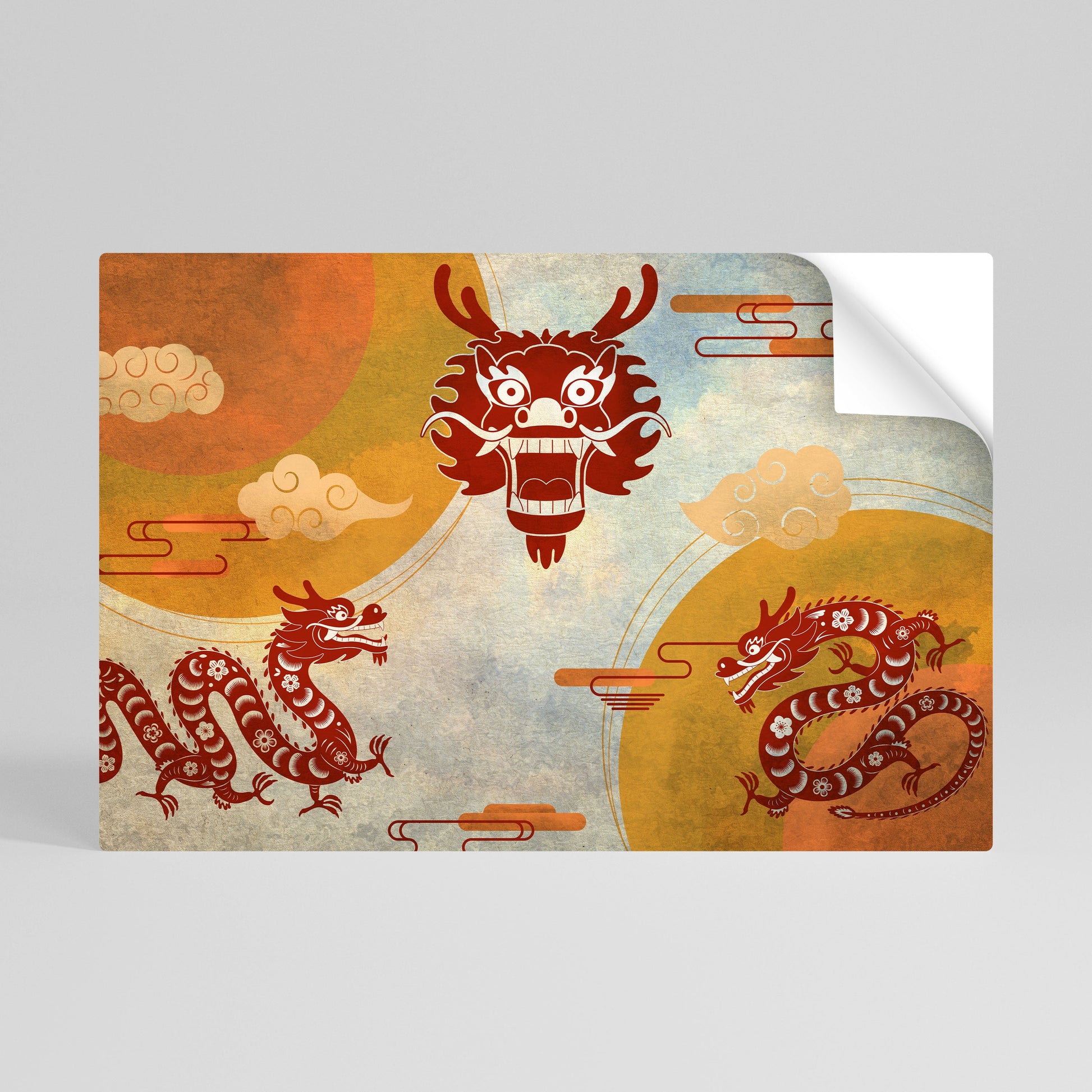 Affiche horizontale autocollante DRAGON MYSTIQUE