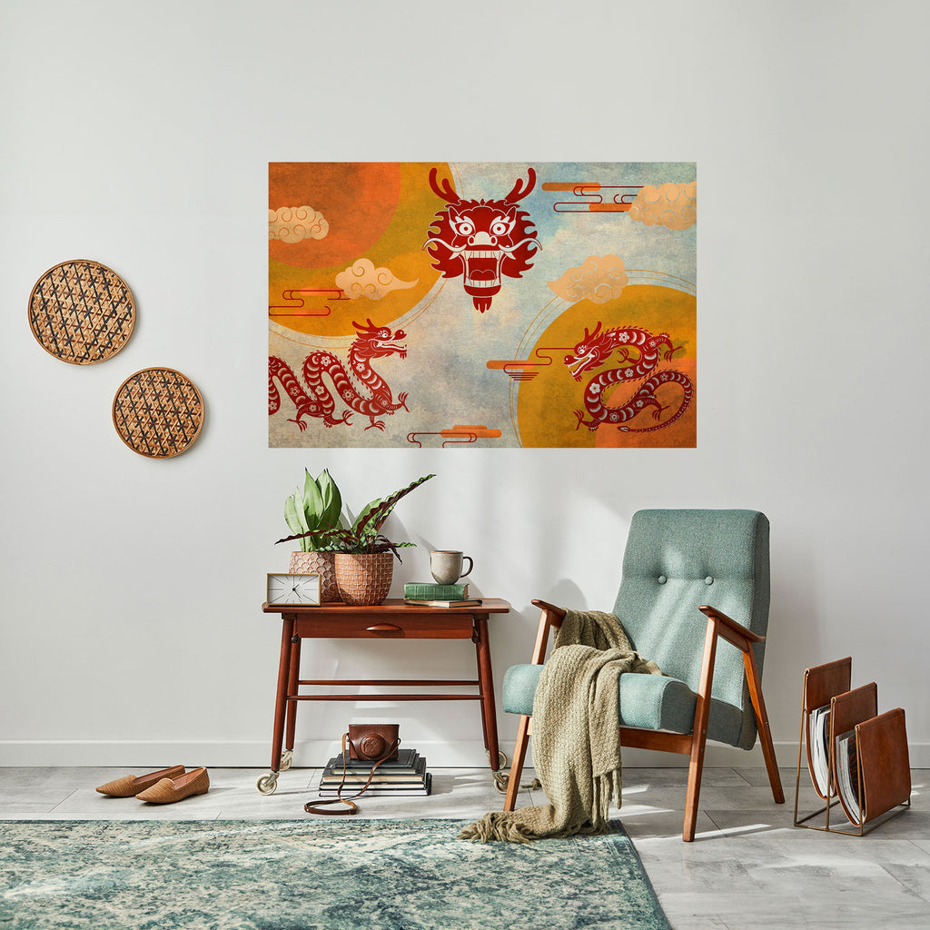 Affiche horizontale autocollante DRAGON MYSTIQUE