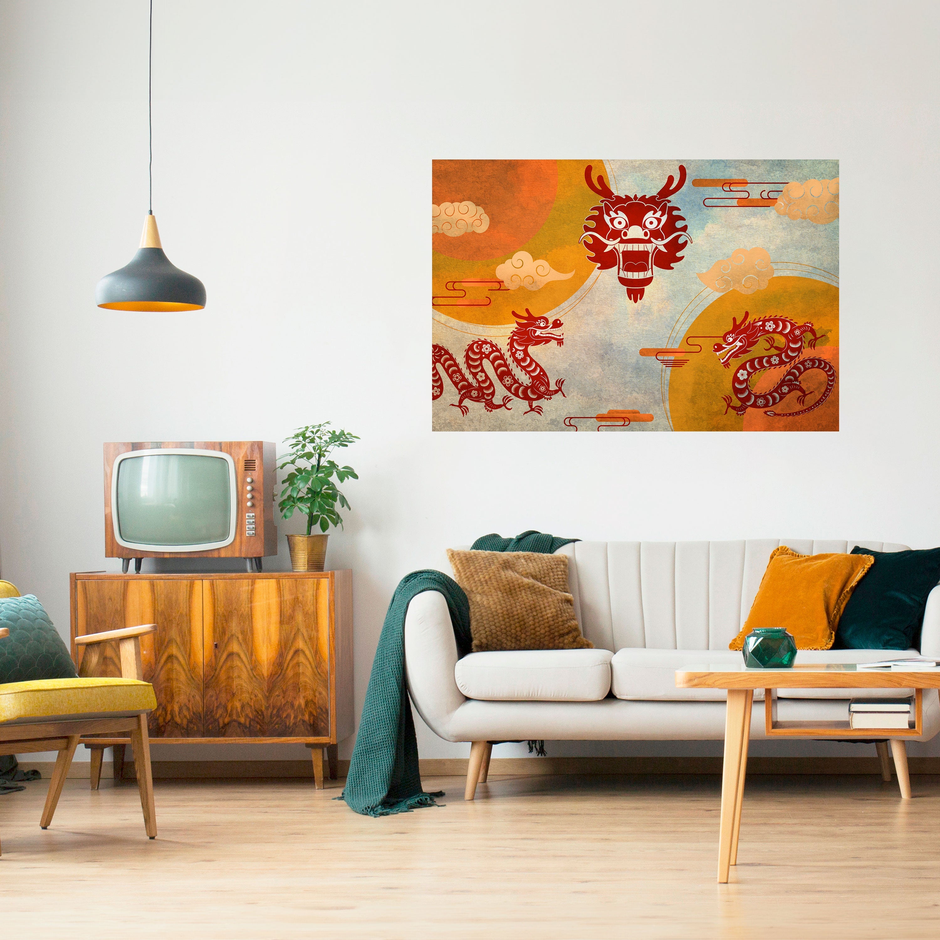 Affiche horizontale autocollante DRAGON MYSTIQUE