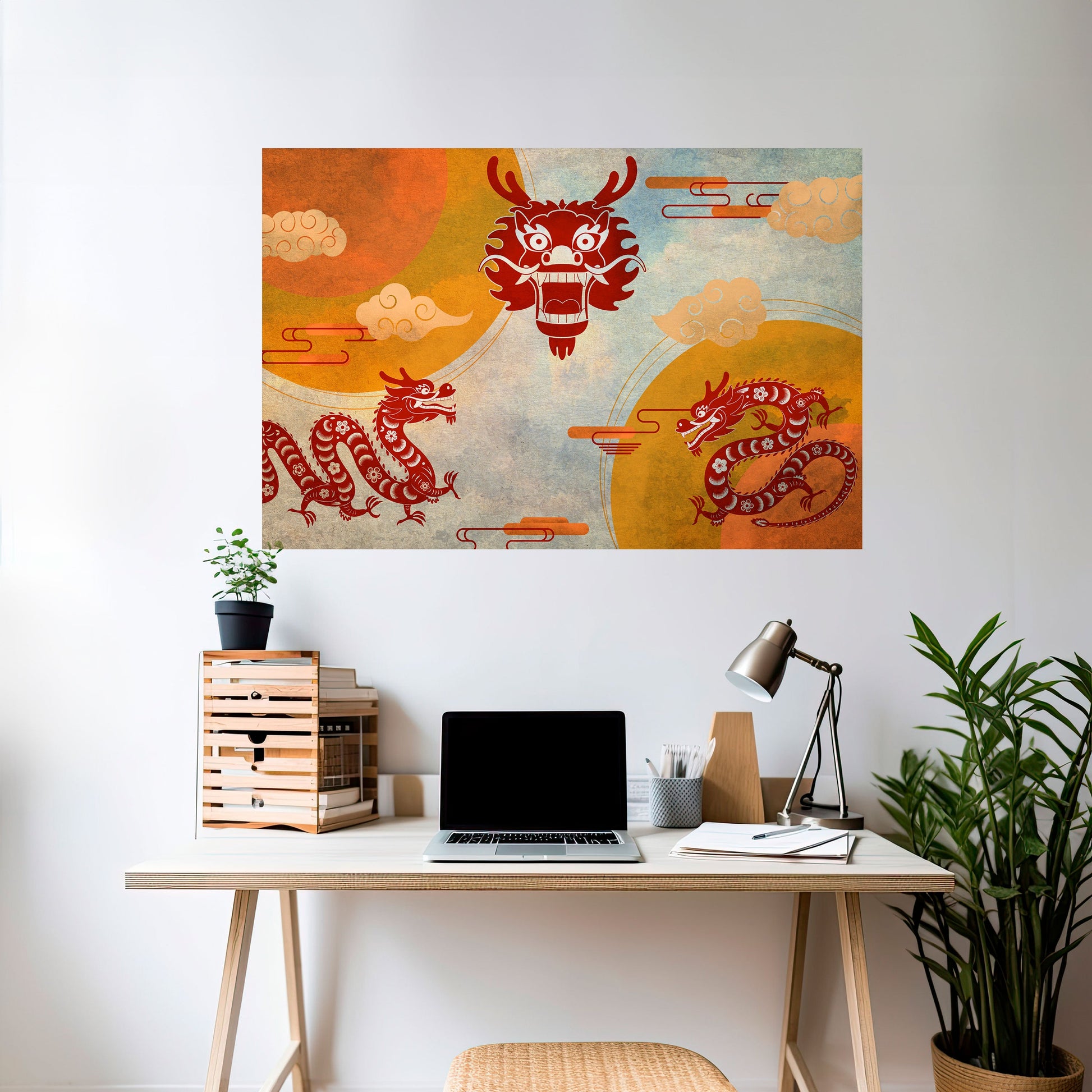 Affiche horizontale autocollante DRAGON MYSTIQUE
