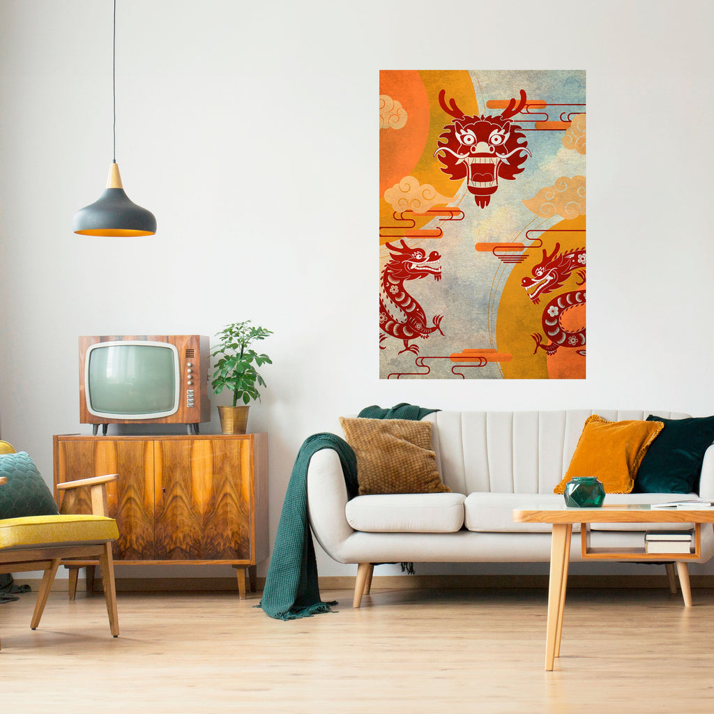 Affiche verticale autocollante DRAGON MYSTIQUE