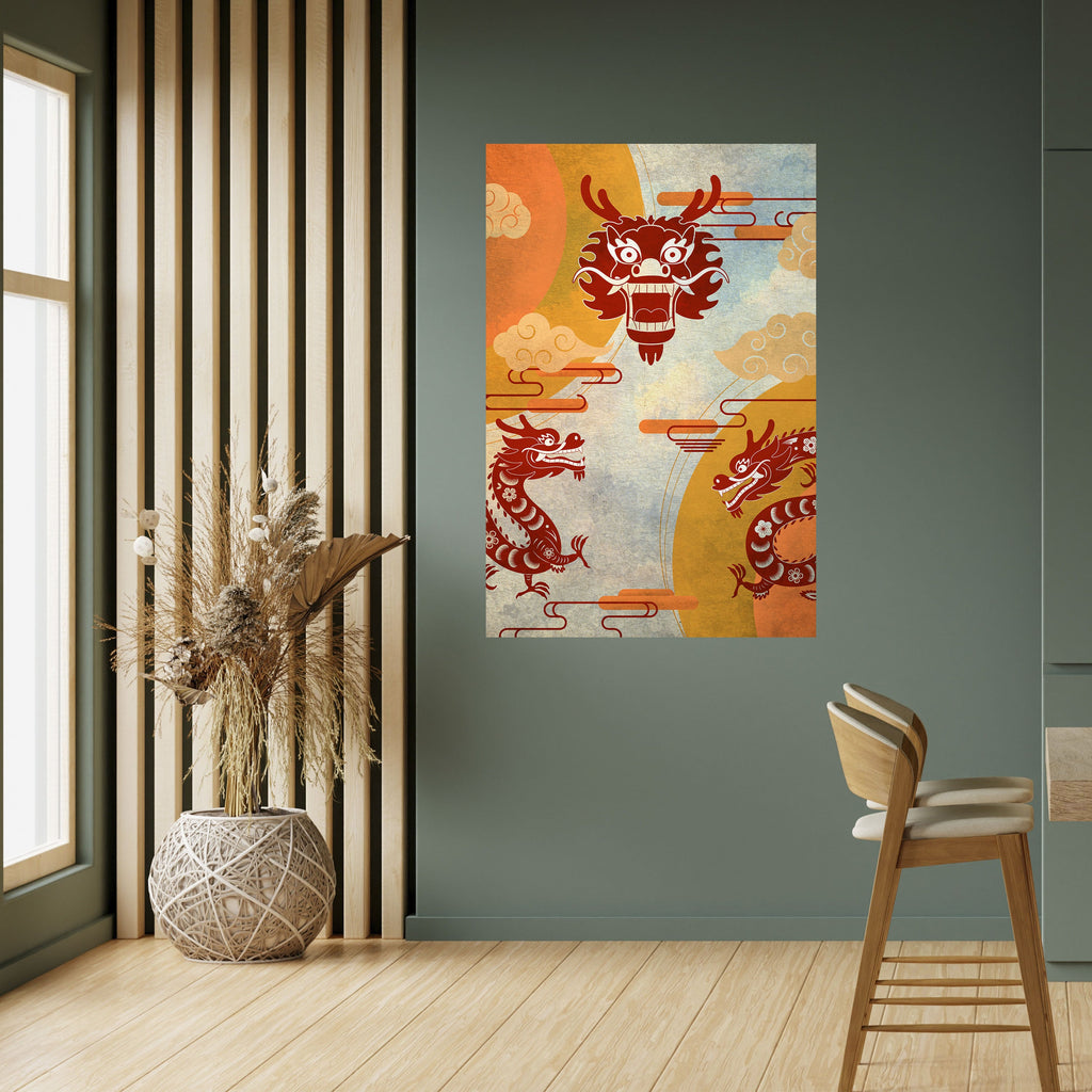 Affiche verticale autocollante DRAGON MYSTIQUE