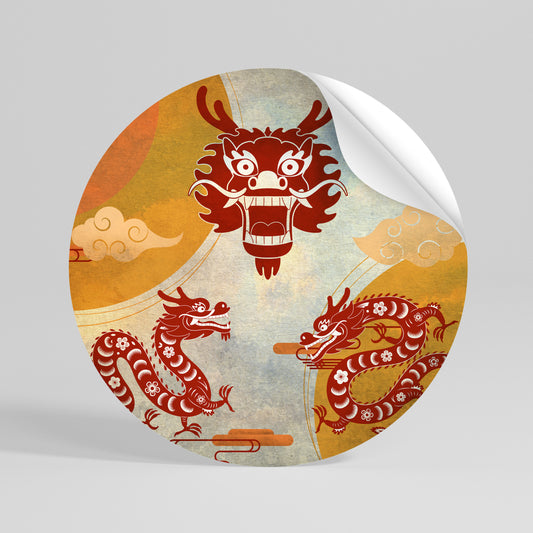 MYSTICAL DRAGON Peel and Stick Round Sticker