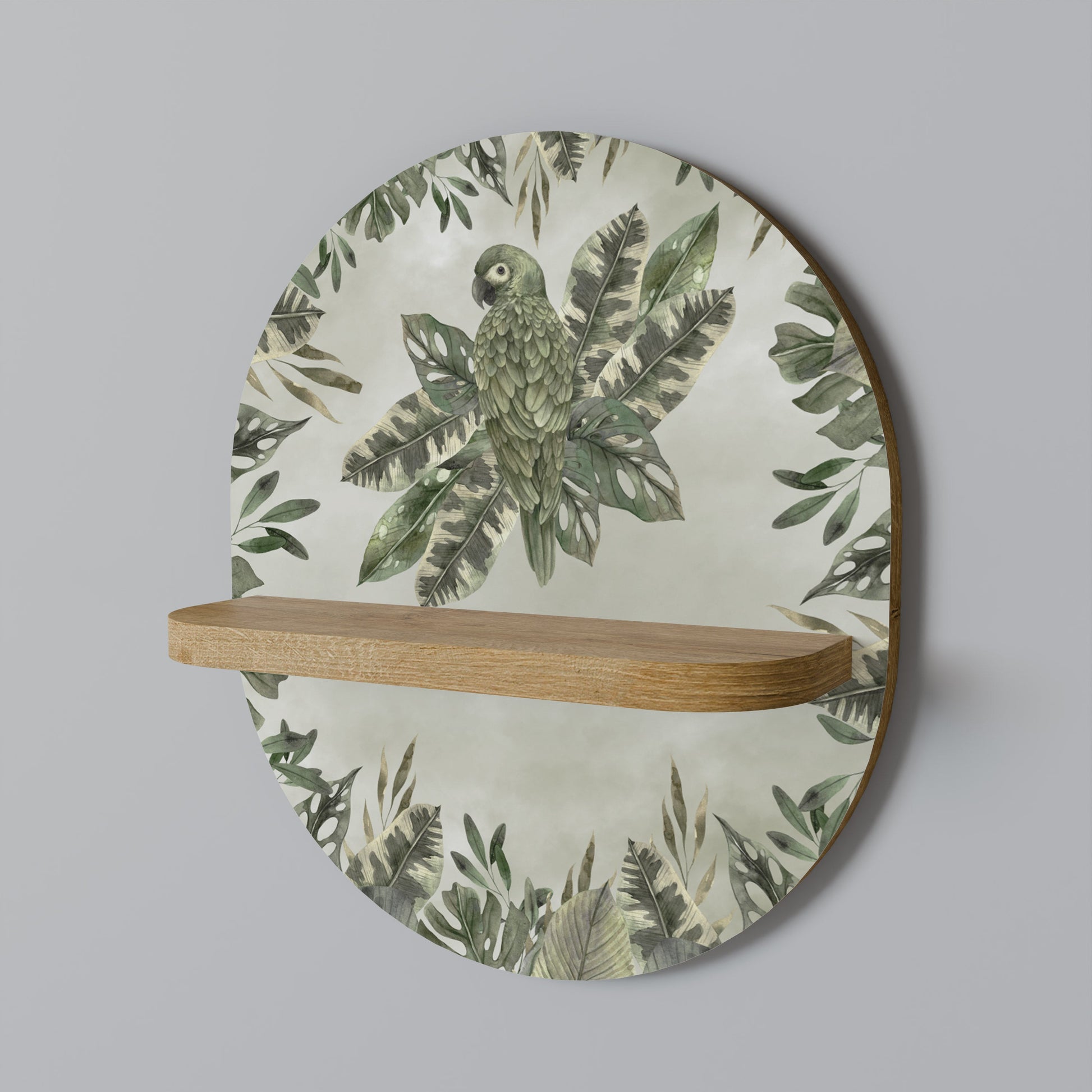 VERDANT ARINI Oval Art Shelf In Oak Effect
