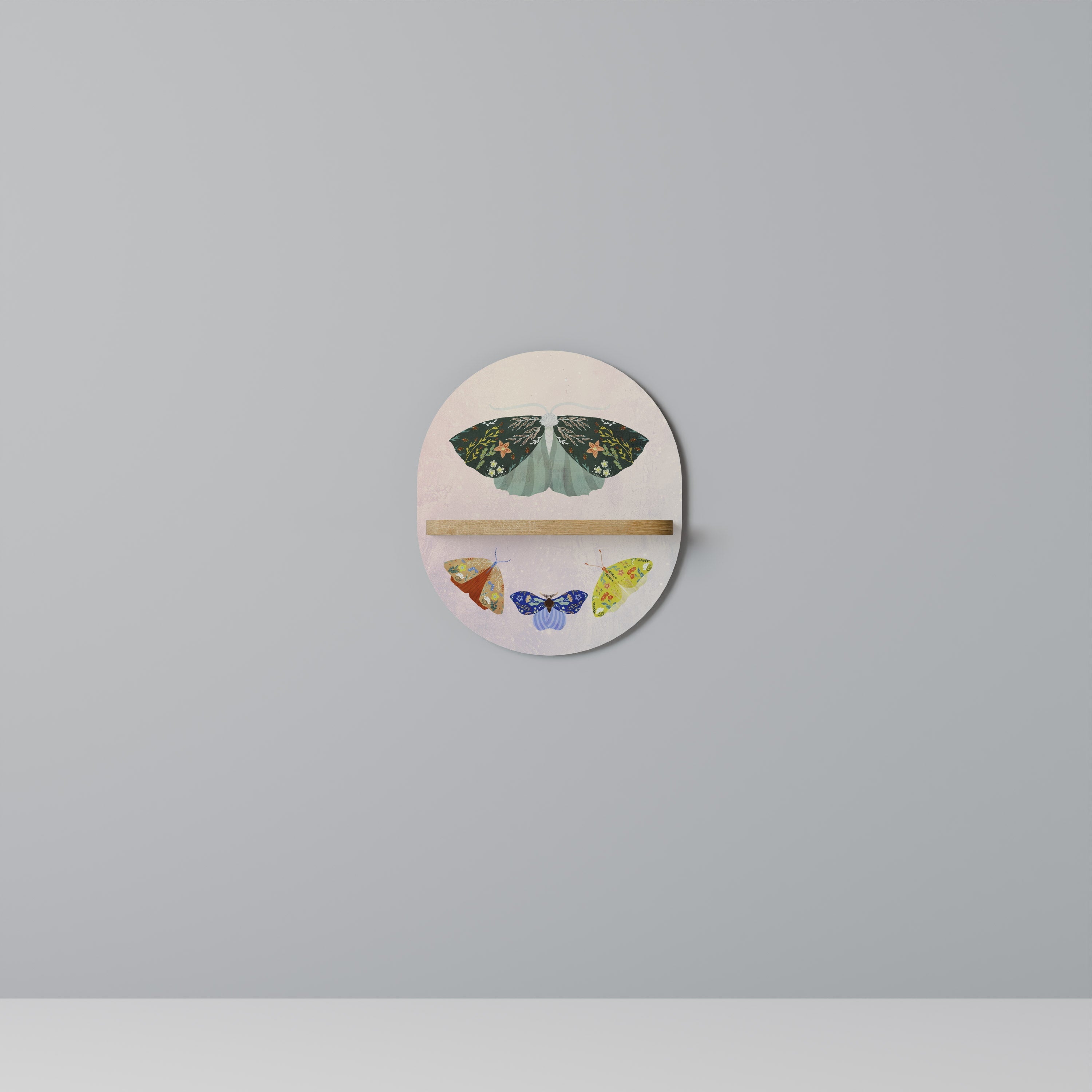 Étagère d'art ovale effet chêne MOTH INTO THE LIGHT