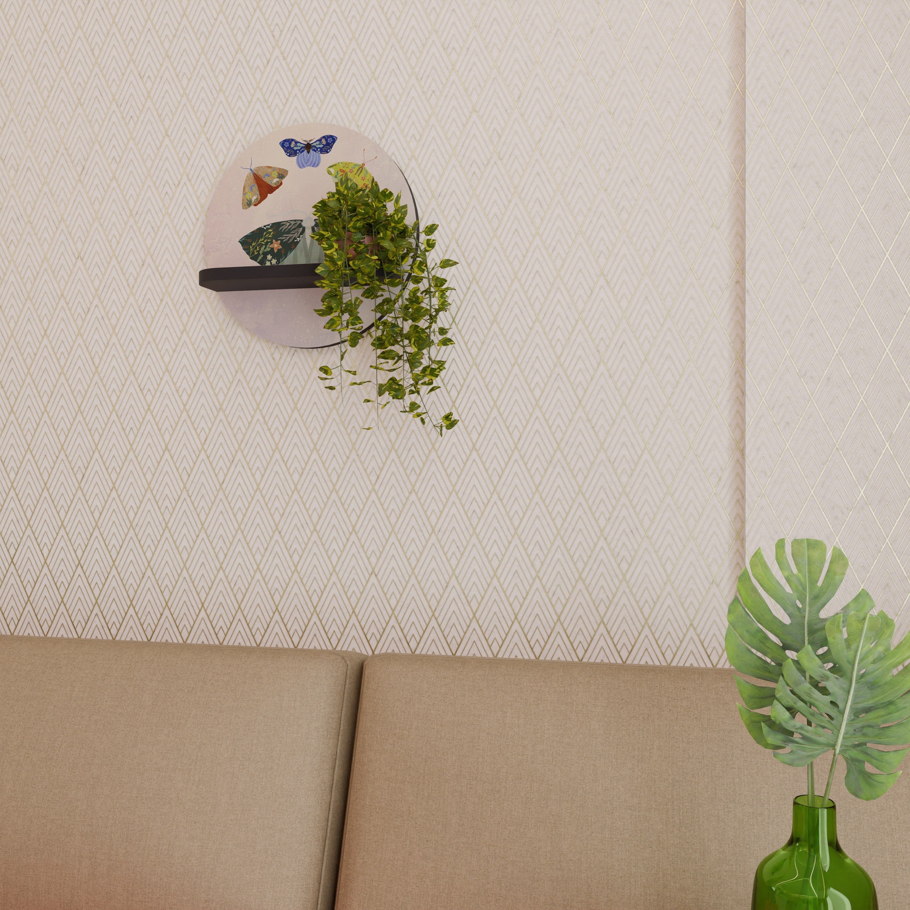 Étagère d'art ronde MOTH INTO THE LIGHT en finition noire