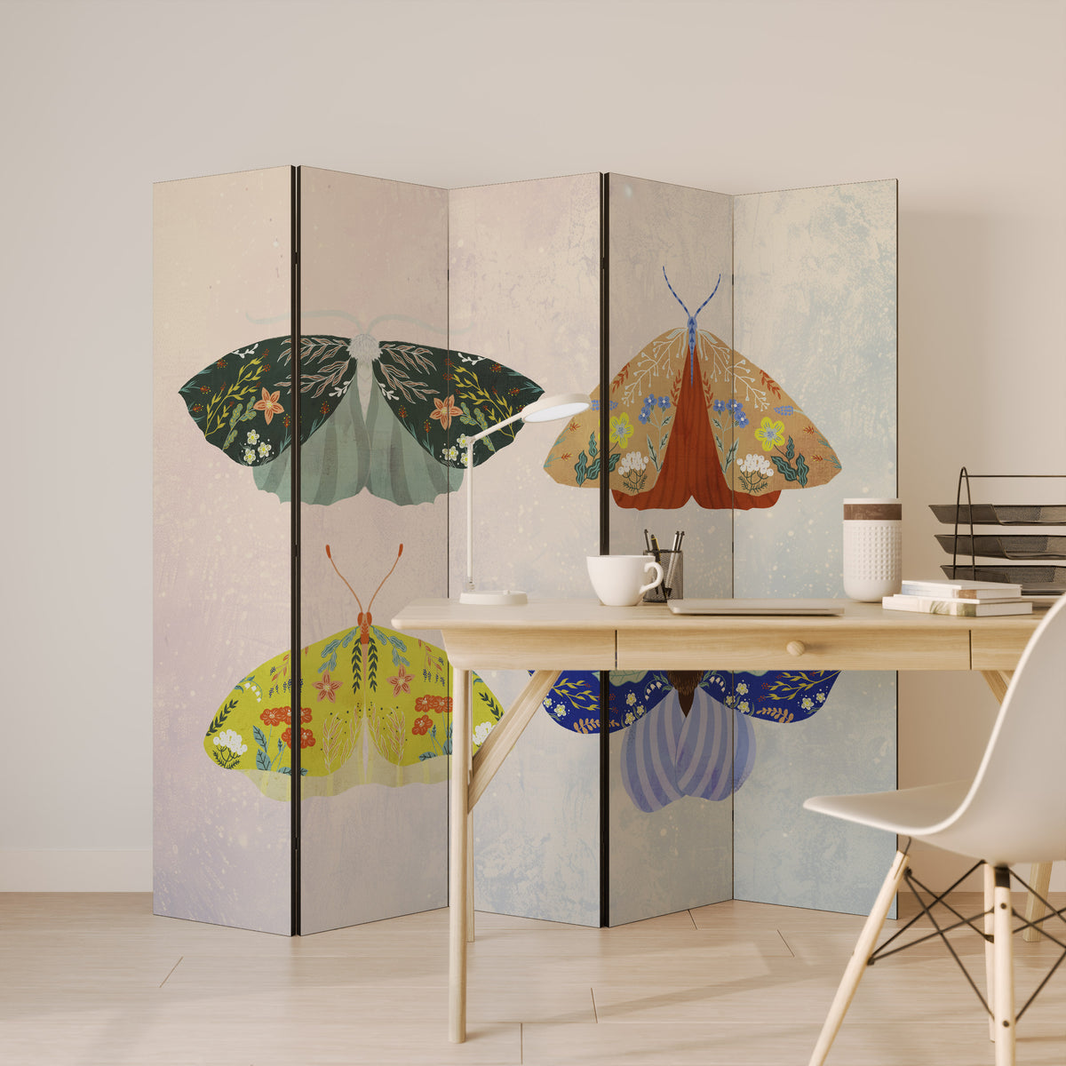 MOTH INTO THE LIGHT 5-Panel Room Divider