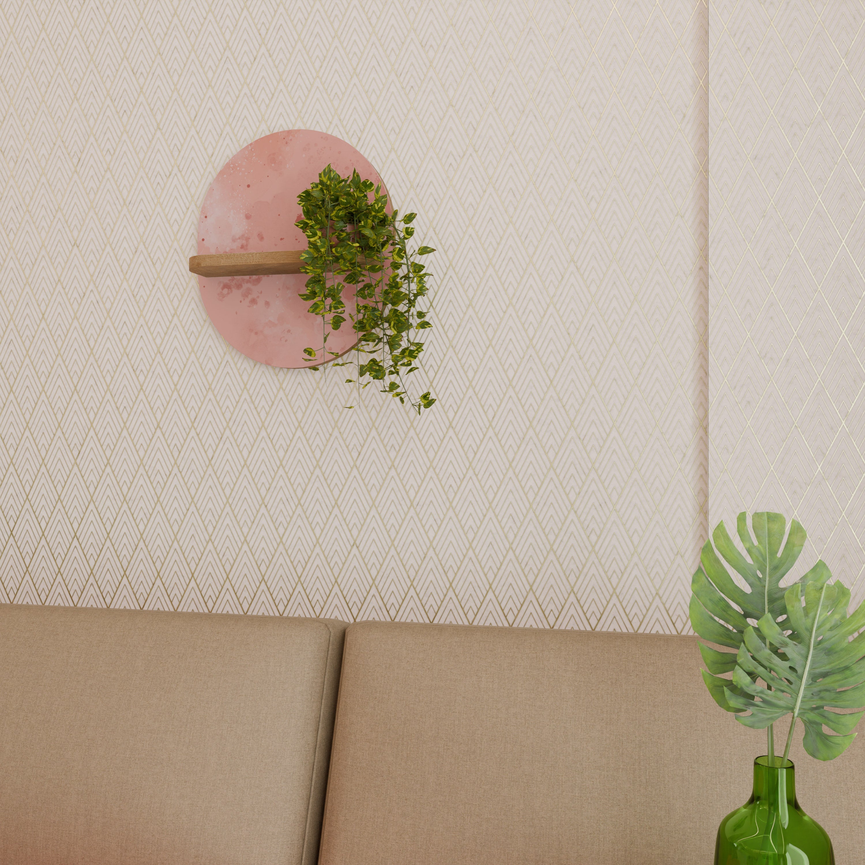 Étagère d'art ovale CRANE DANCE effet chêne