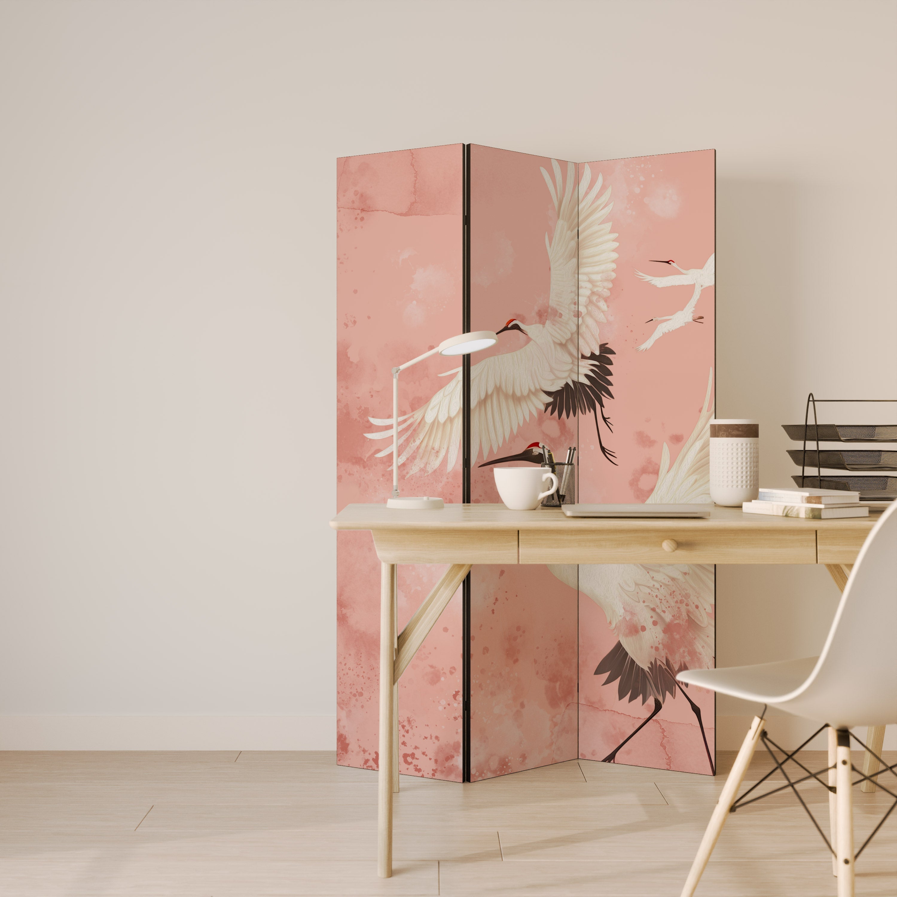 Cloison décorative à 3 panneaux CRANE DANCE