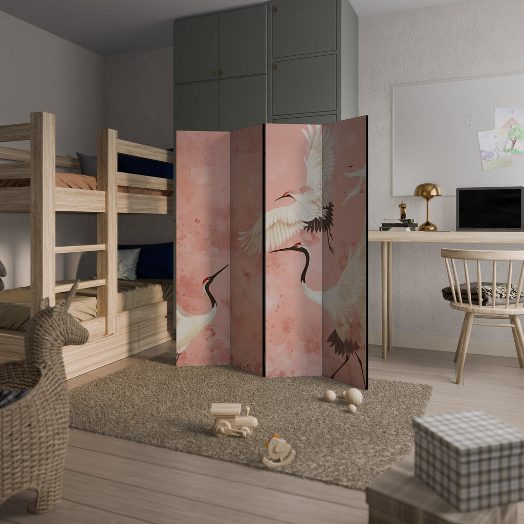 Cloison décorative à 4 panneaux CRANE DANCE