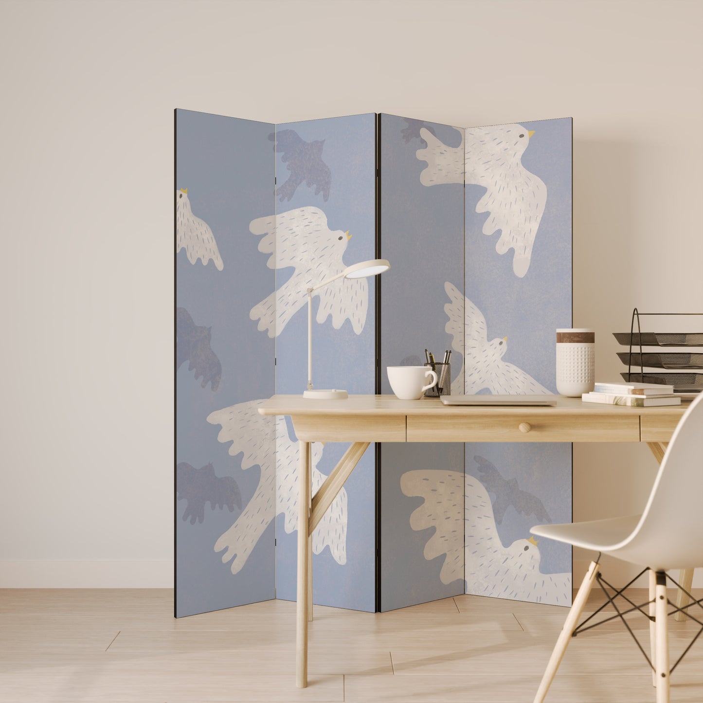 SLOWLY FLOAT 4-Panel Room Divider