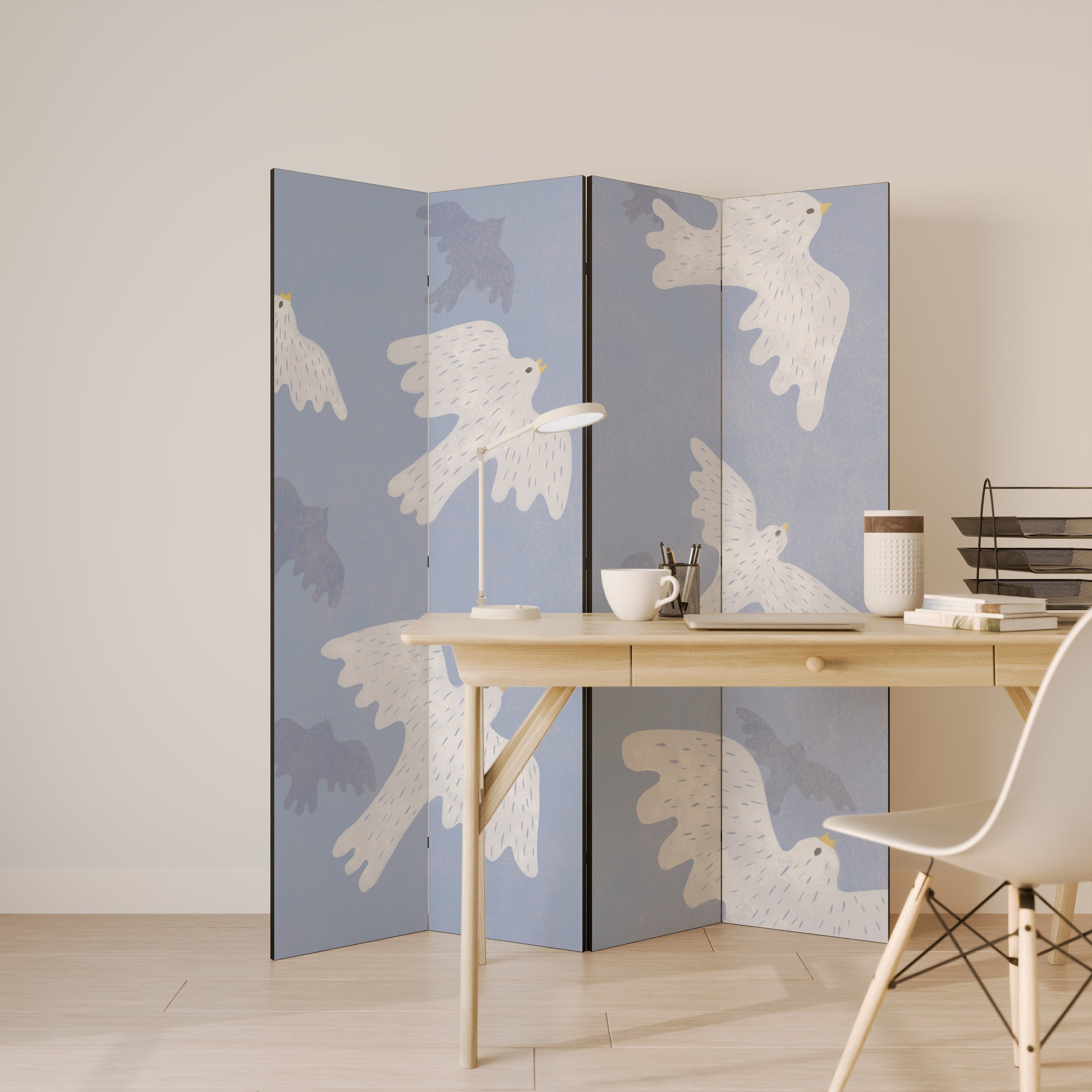 Cloison de séparation décorative à 4 panneaux SLOWLY FLOAT