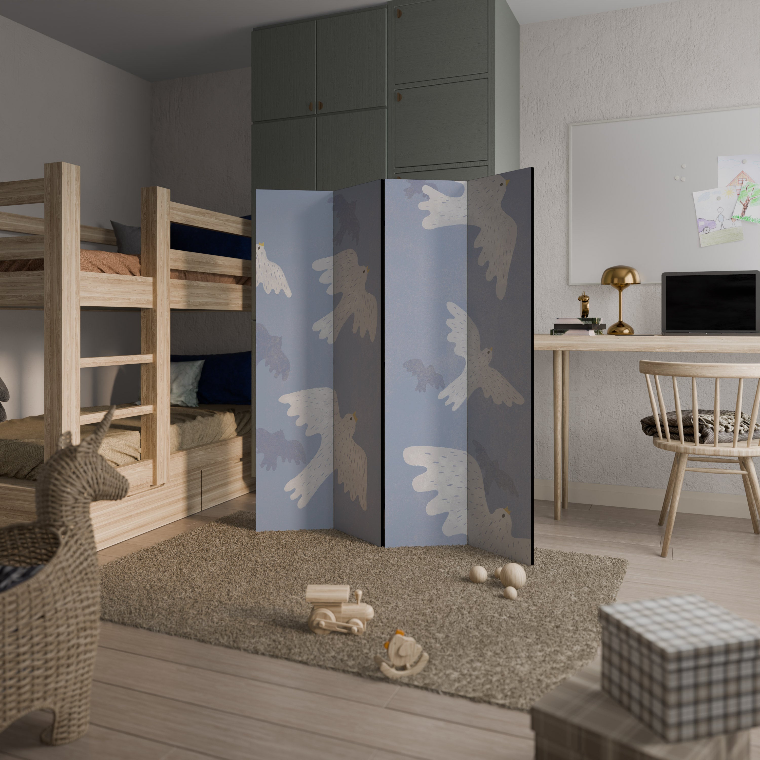 SLOWLY FLOAT 4-Panel Room Divider