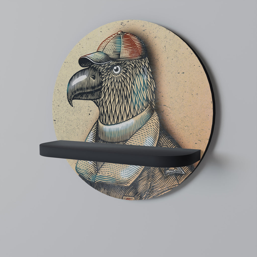 Étagère d'art ronde FEATHERED FASHIONISTA en finition noire