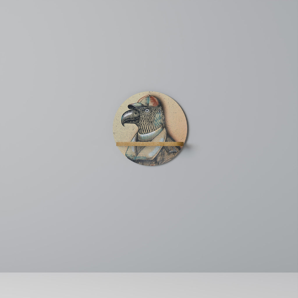 Étagère d'art ronde FEATHERED FASHIONISTA effet chêne