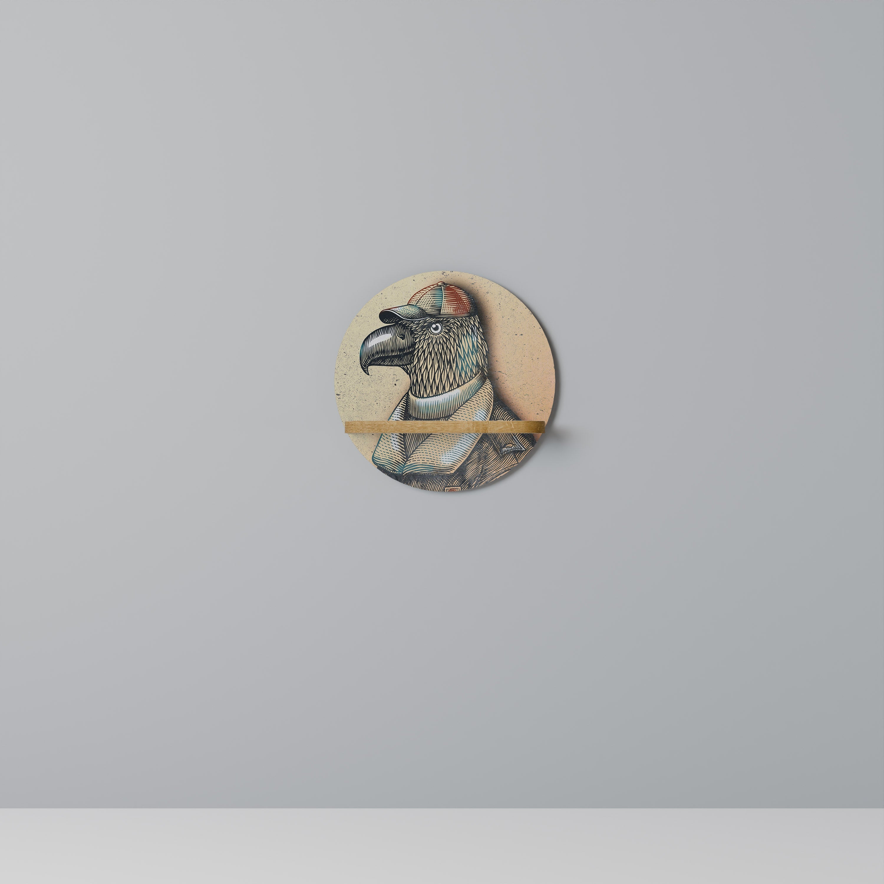 Étagère d'art ronde FEATHERED FASHIONISTA effet chêne