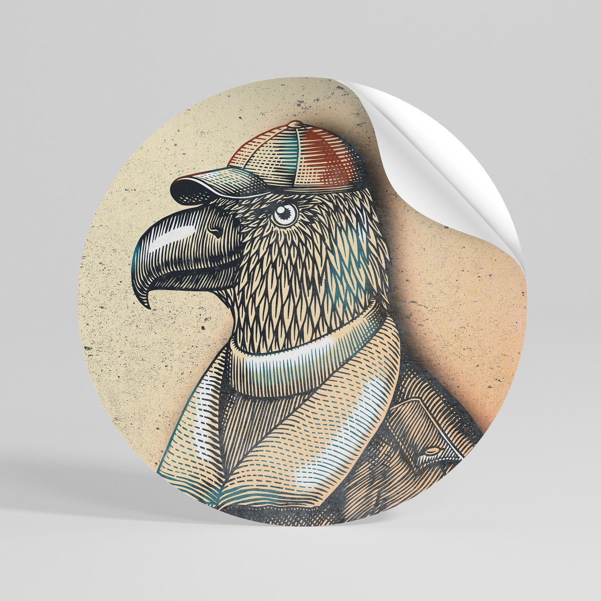 FEATHERED FASHIONISTA Peel and Stick Round Sticker