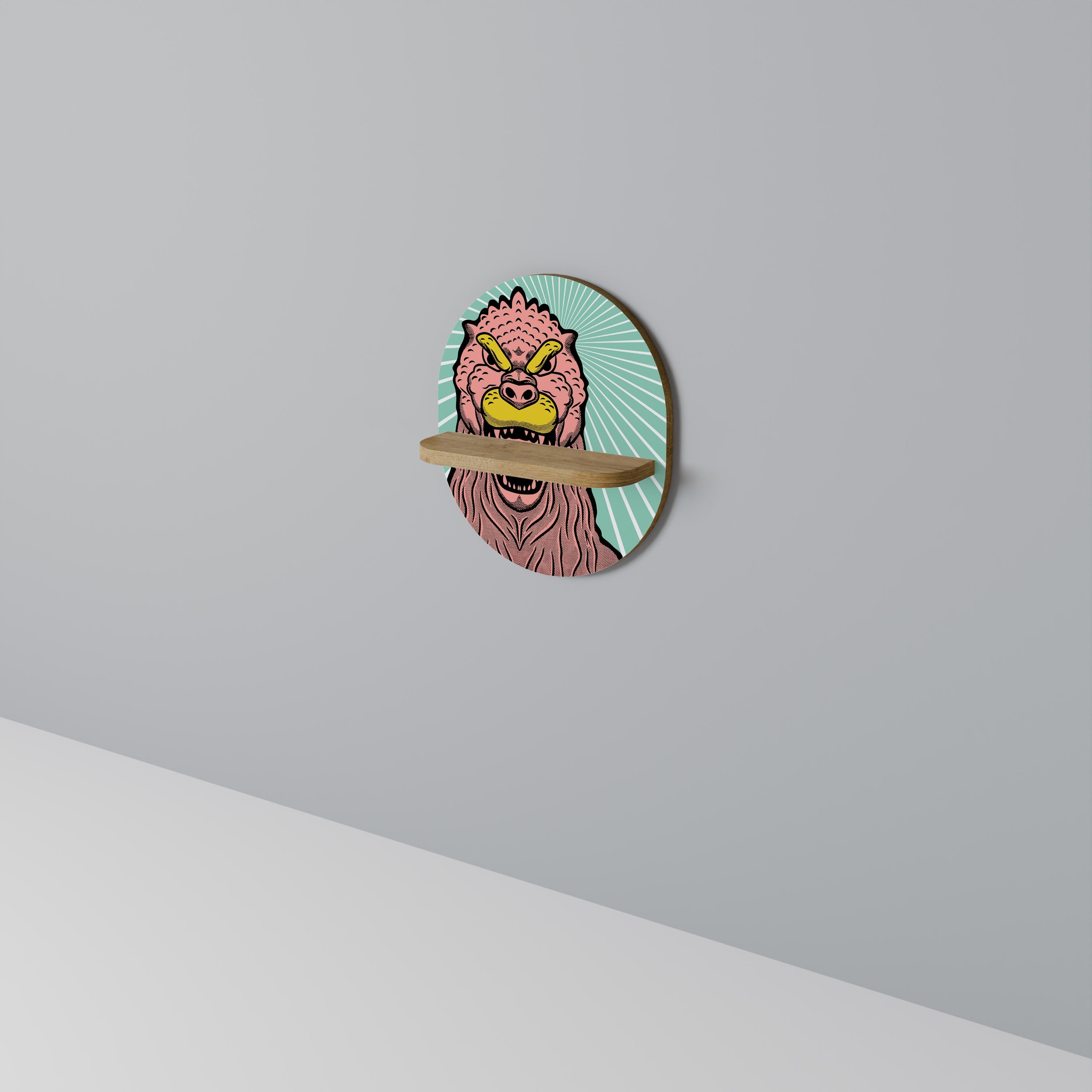 Étagère d'art ovale GODZILLA WELCOME effet chêne