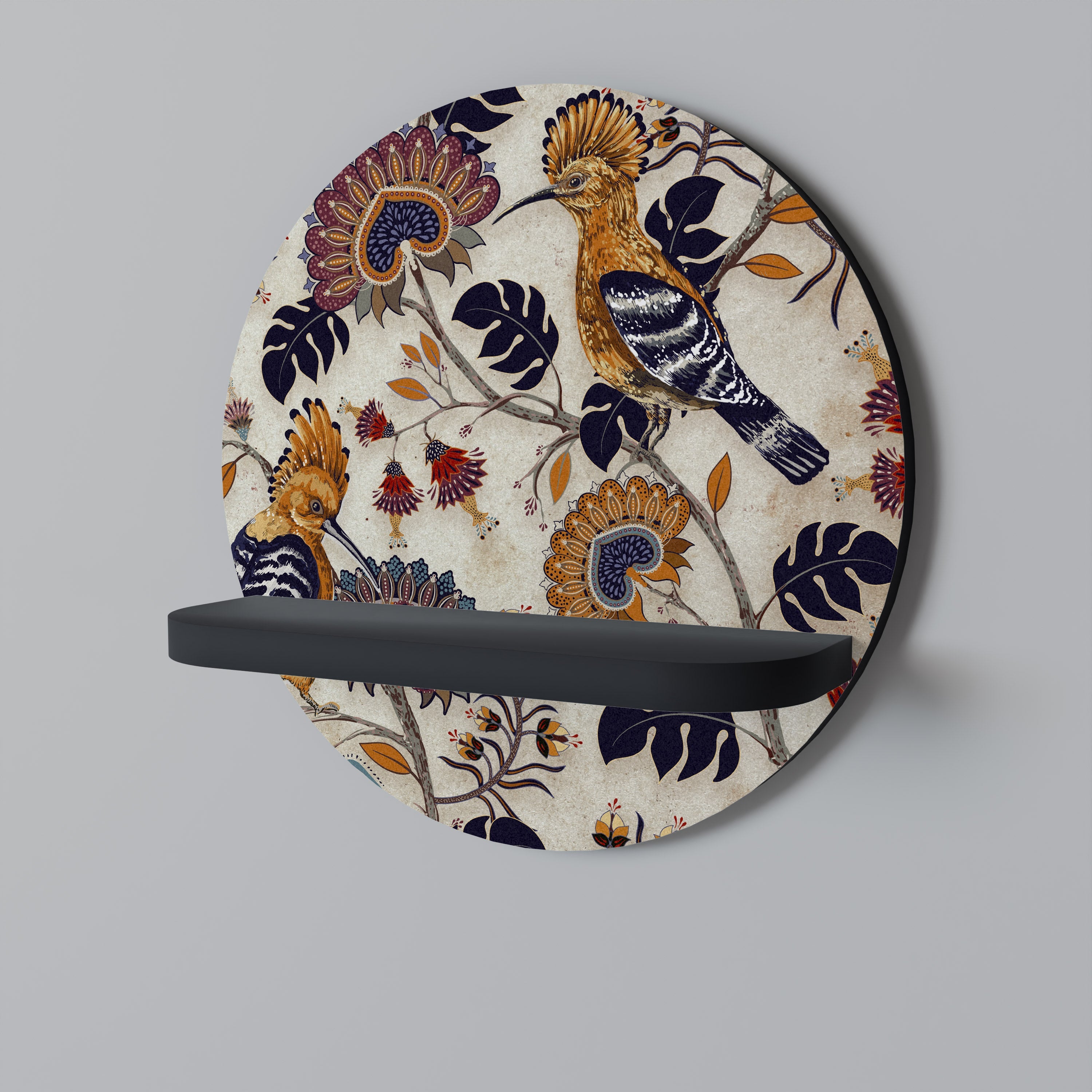 Étagère d'art ronde EMINENT HOOPOE en finition noire