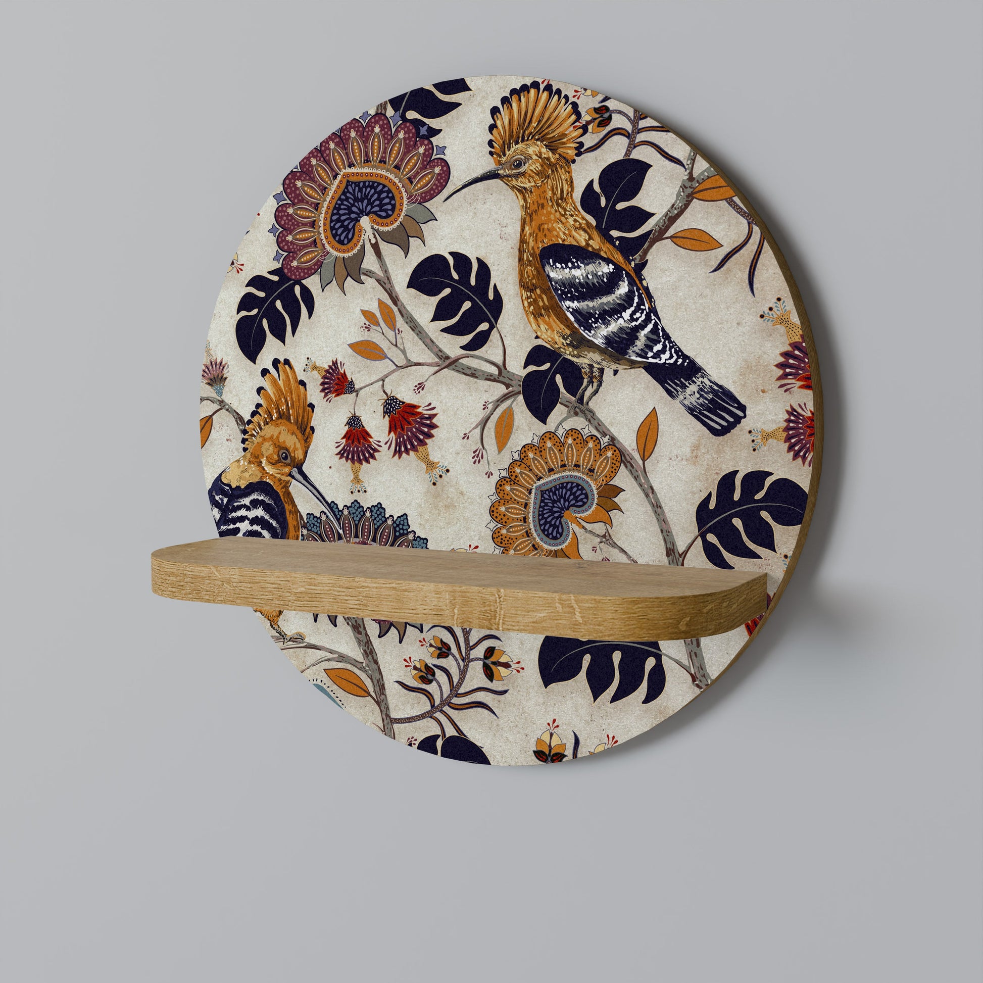EMINENT HOOPOE Round Art Shelf In Oak Effect