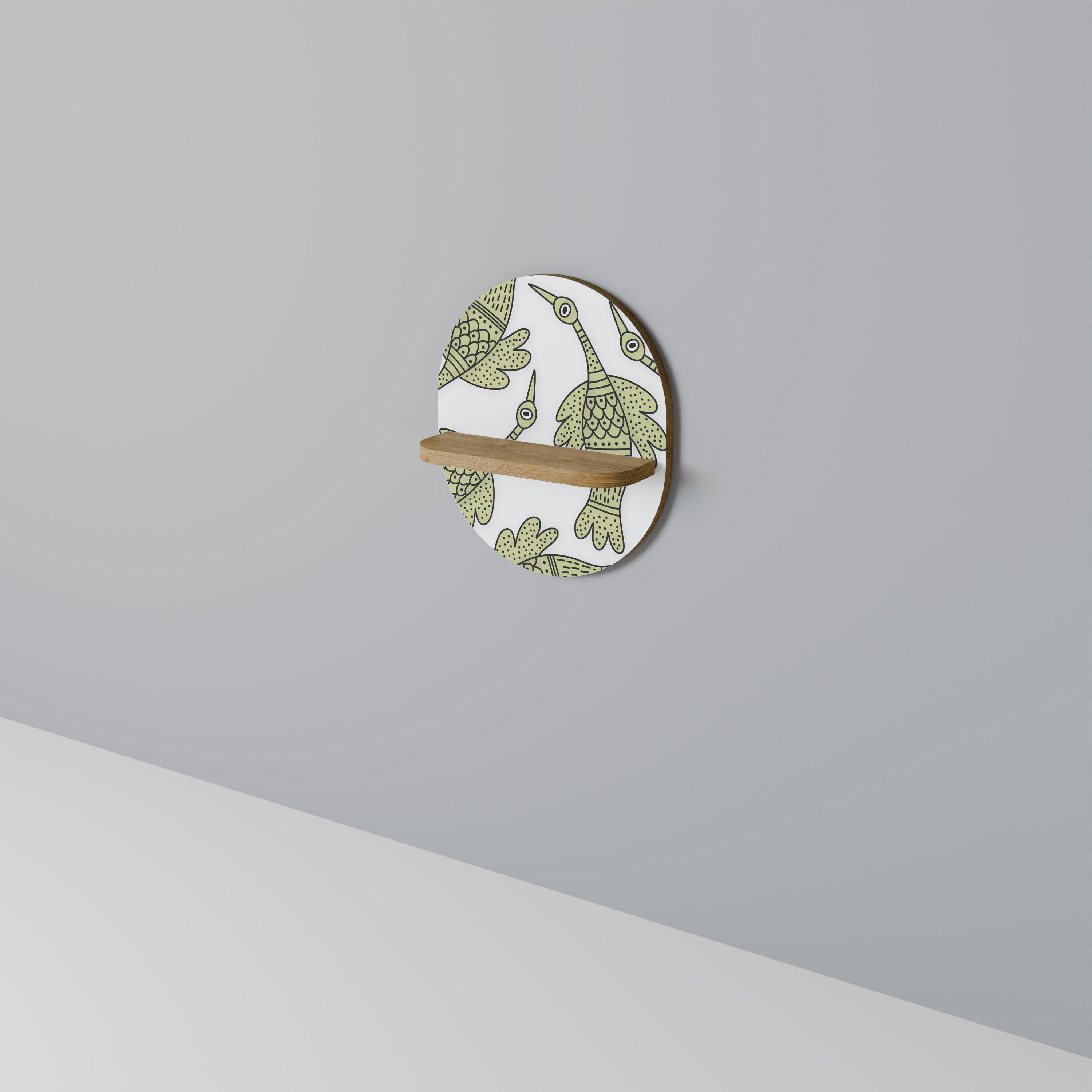 Étagère d'art ovale SEEDLING SONGBIRD effet chêne