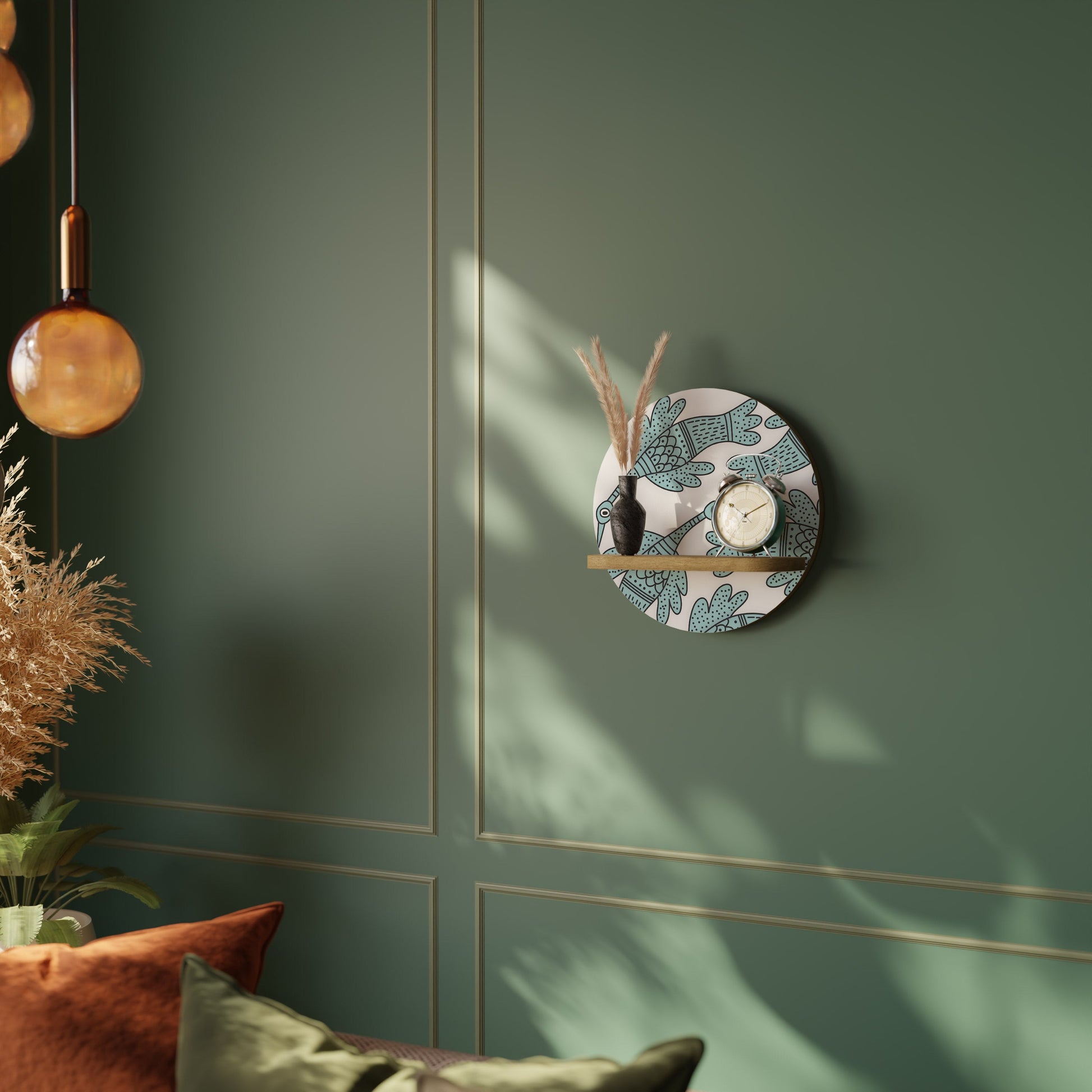 WATERSPOUT SONGIBIRD Round Art Shelf In Oak Effect