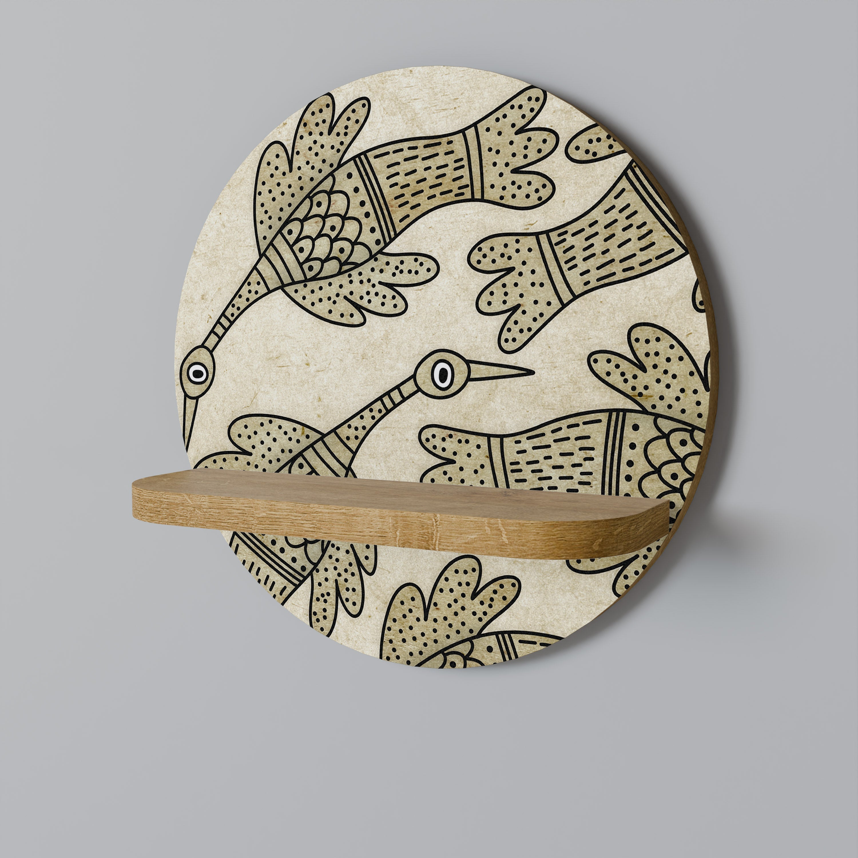 Étagère ronde effet chêne ALMONDINE SONGBIRD