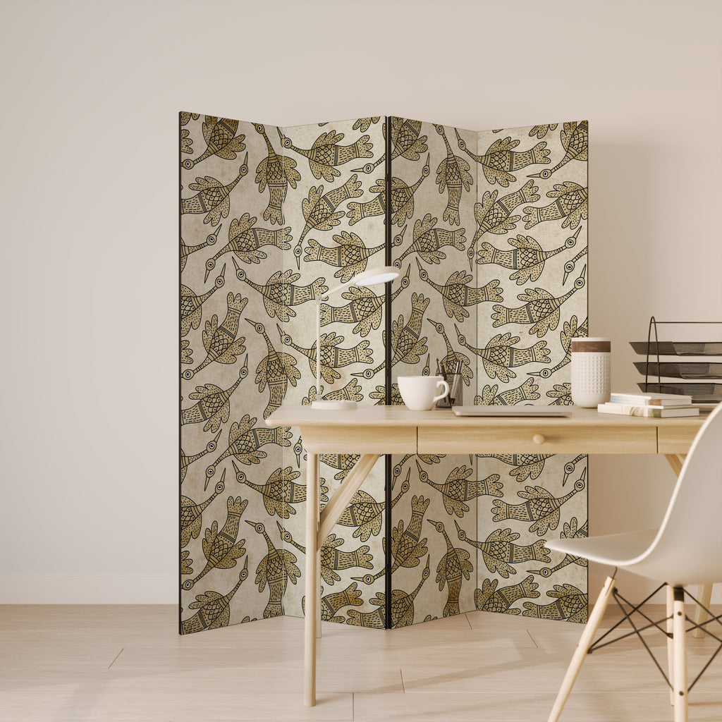 ALMONDINE SONGBIRD 4-Panel Room Divider