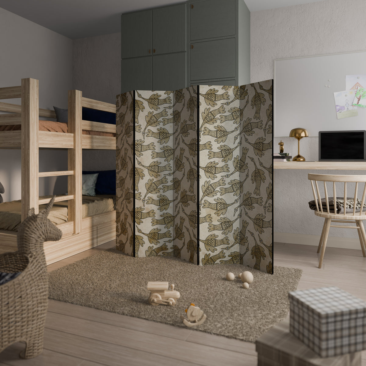 ALMONDINE SONGBIRD 5-Panel Room Divider