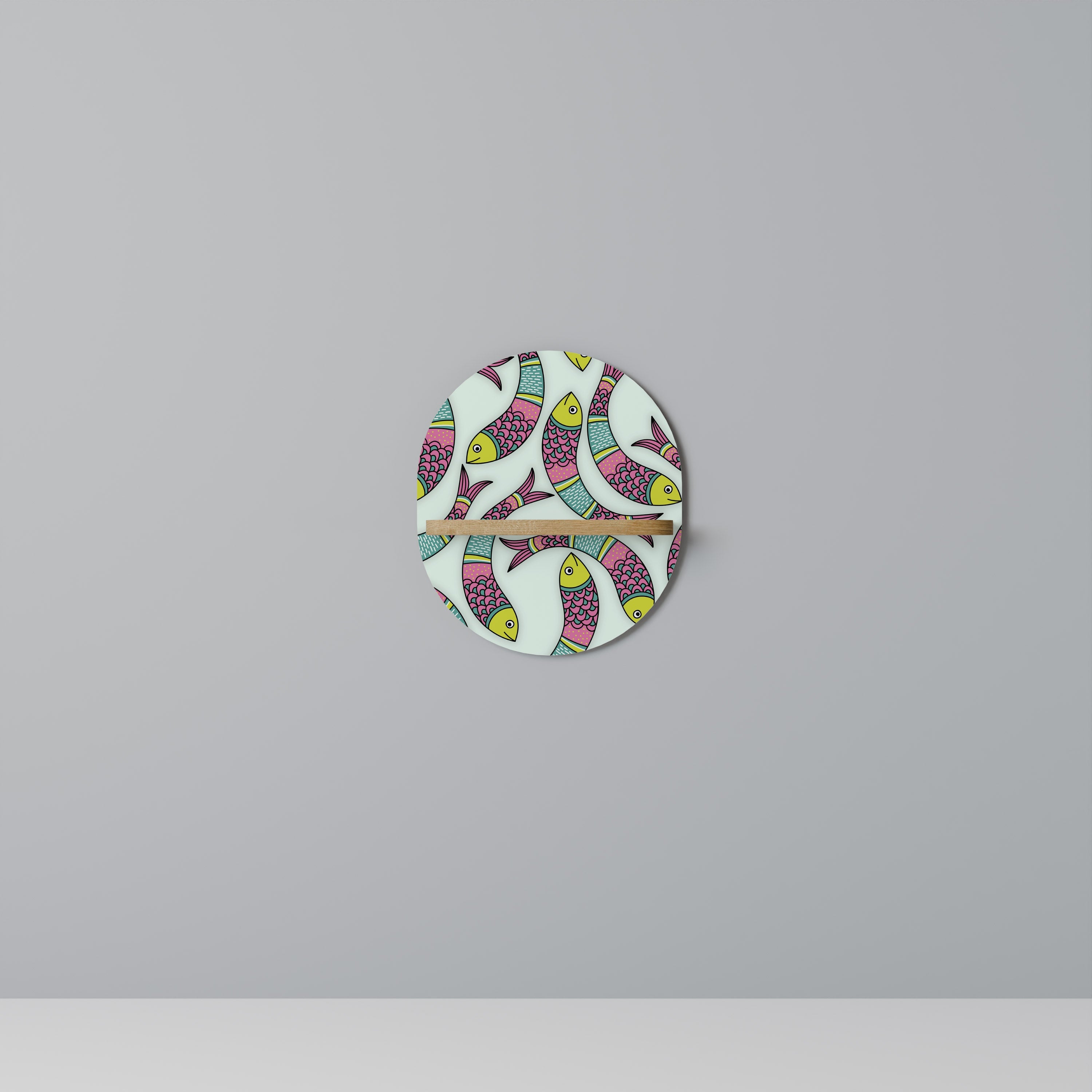 Étagère ovale INDIAN FISH effet chêne